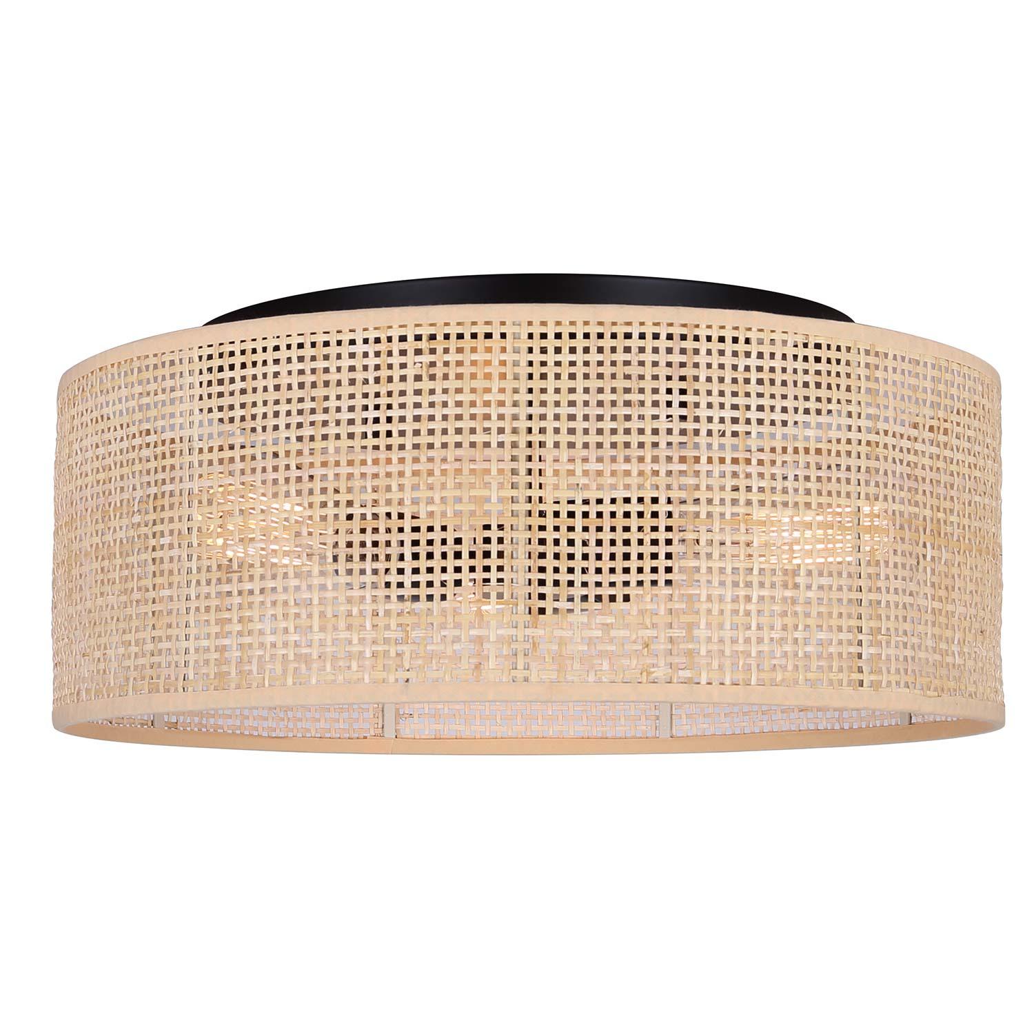 BELLAMY Natural Rattan/Matte Black Flush Mount Light