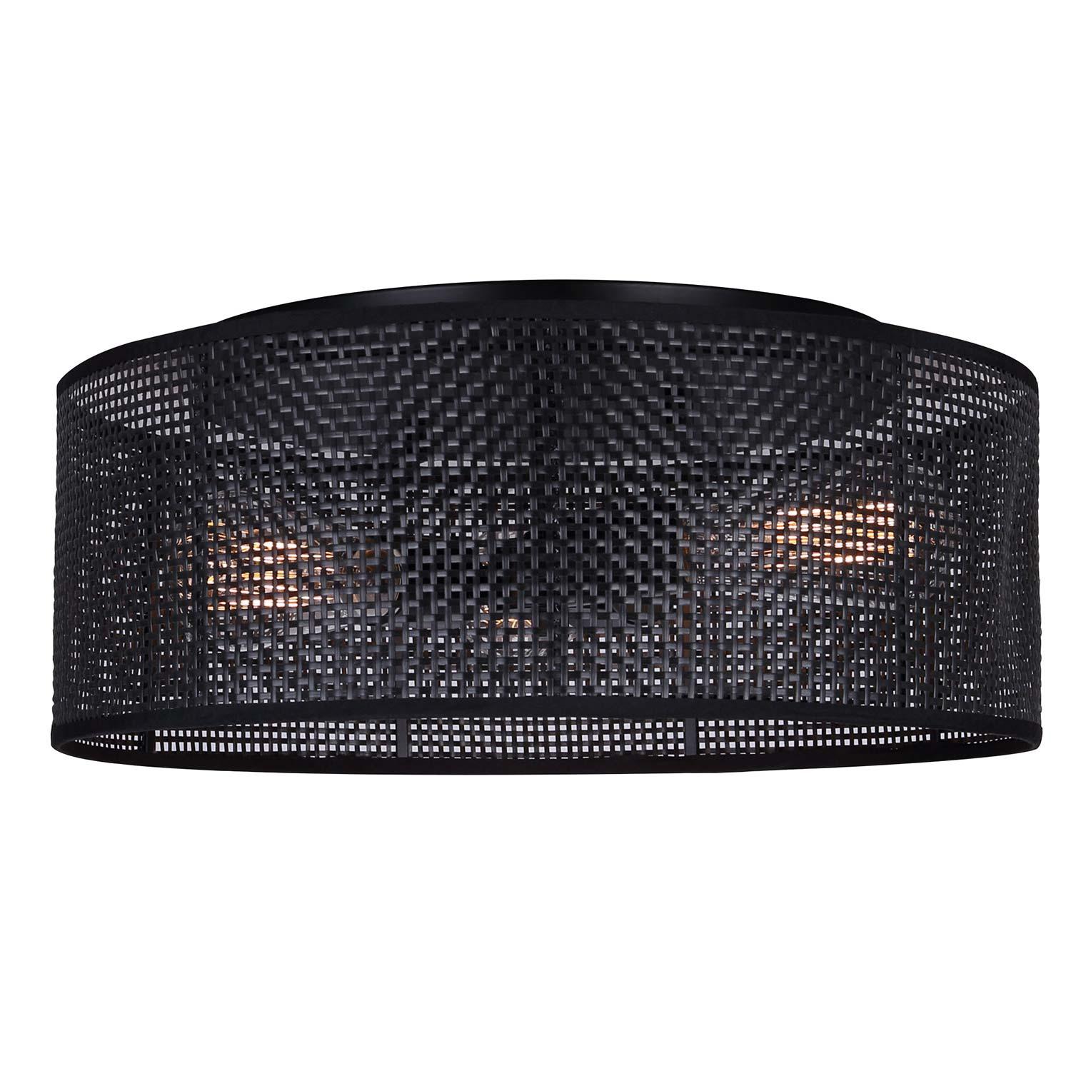 BELLAMY Matte Black Rattan Flush Mount Light