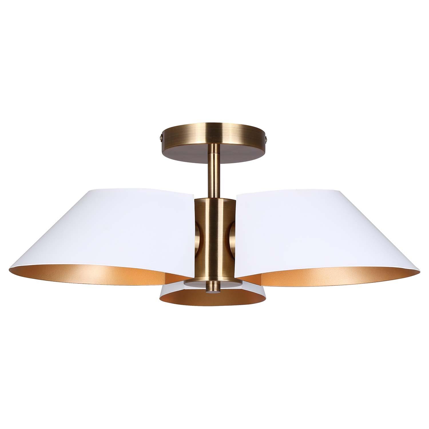 DAXTON Matte White + Gold Semi Flush Mount Light