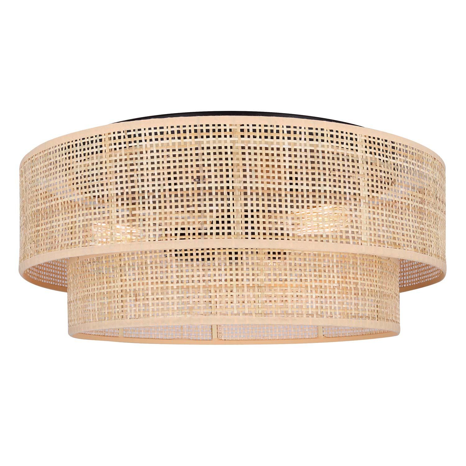 Plafonnier rattan naturel/noir mat BELLAMY