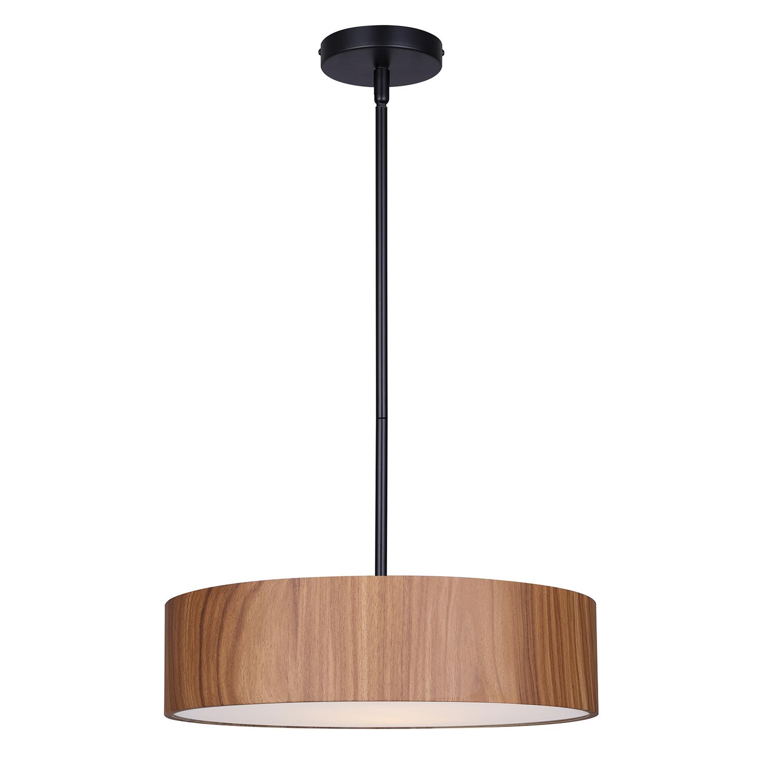 DEXTER Matte Black + Faux Wood Ceiling Light