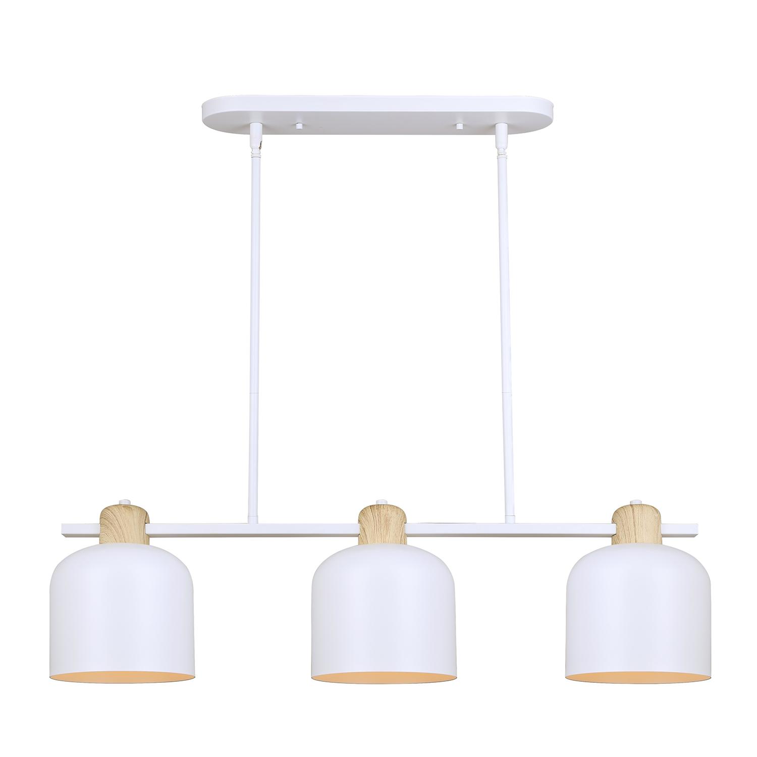 Caleb Matte White + Faux Wood Pendant
