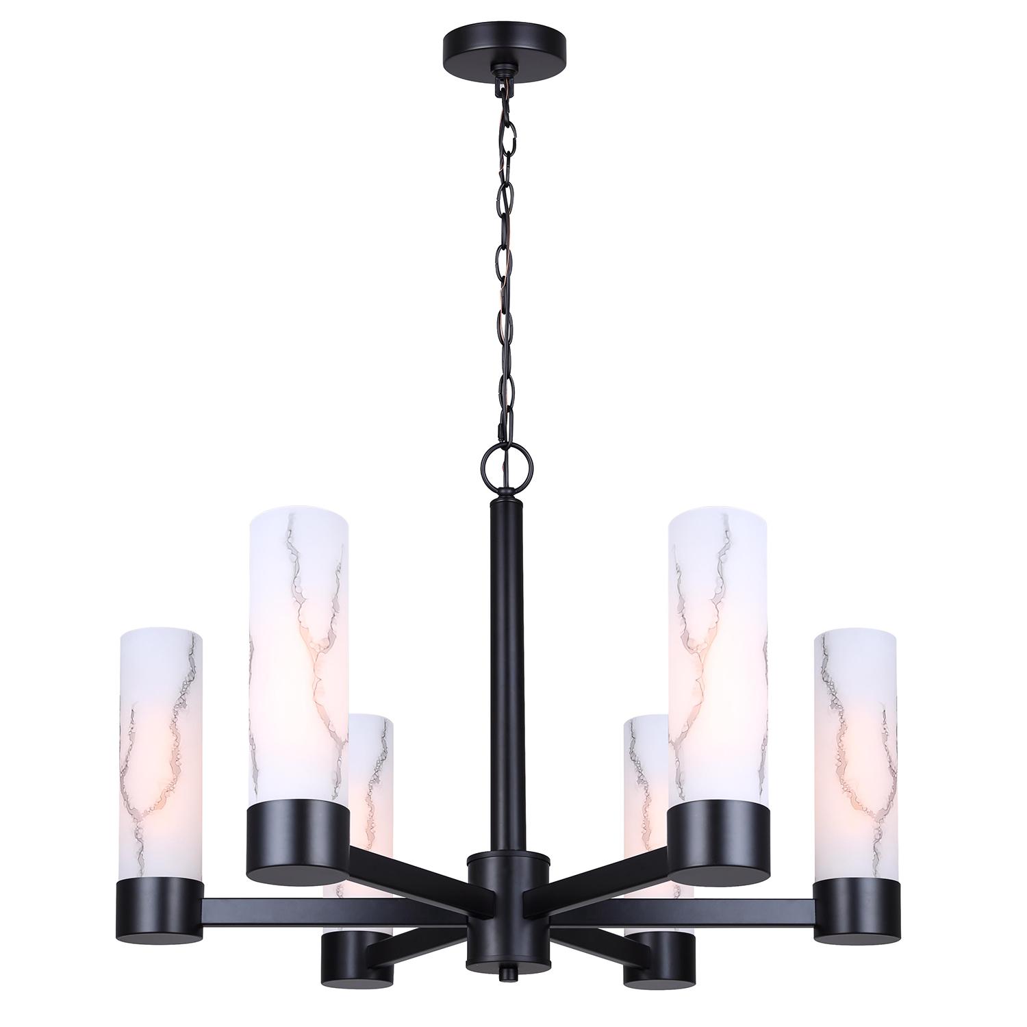 KRISTELLA Marble Glass/Matte Black Chandelier