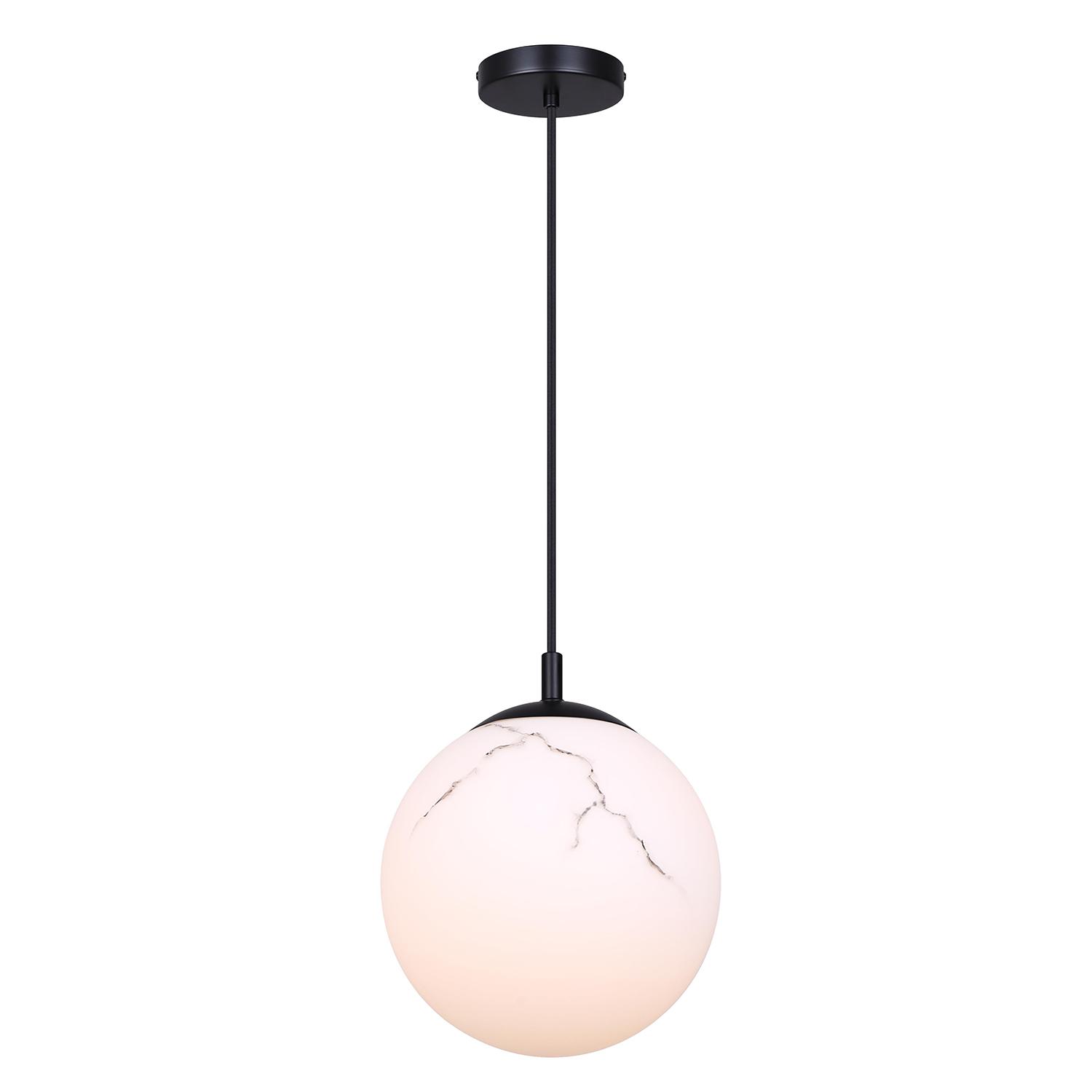 HALSEY Marble Glass/Matte Black Pendant Light