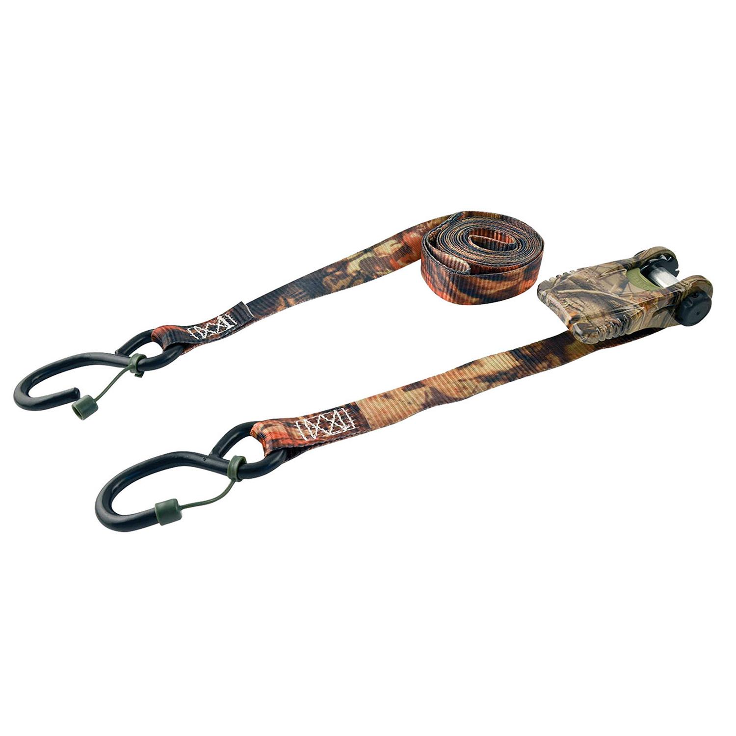 1" x 8' 1500 lb Camo Ratcheting Tie-Downs With Cap Lock Hook