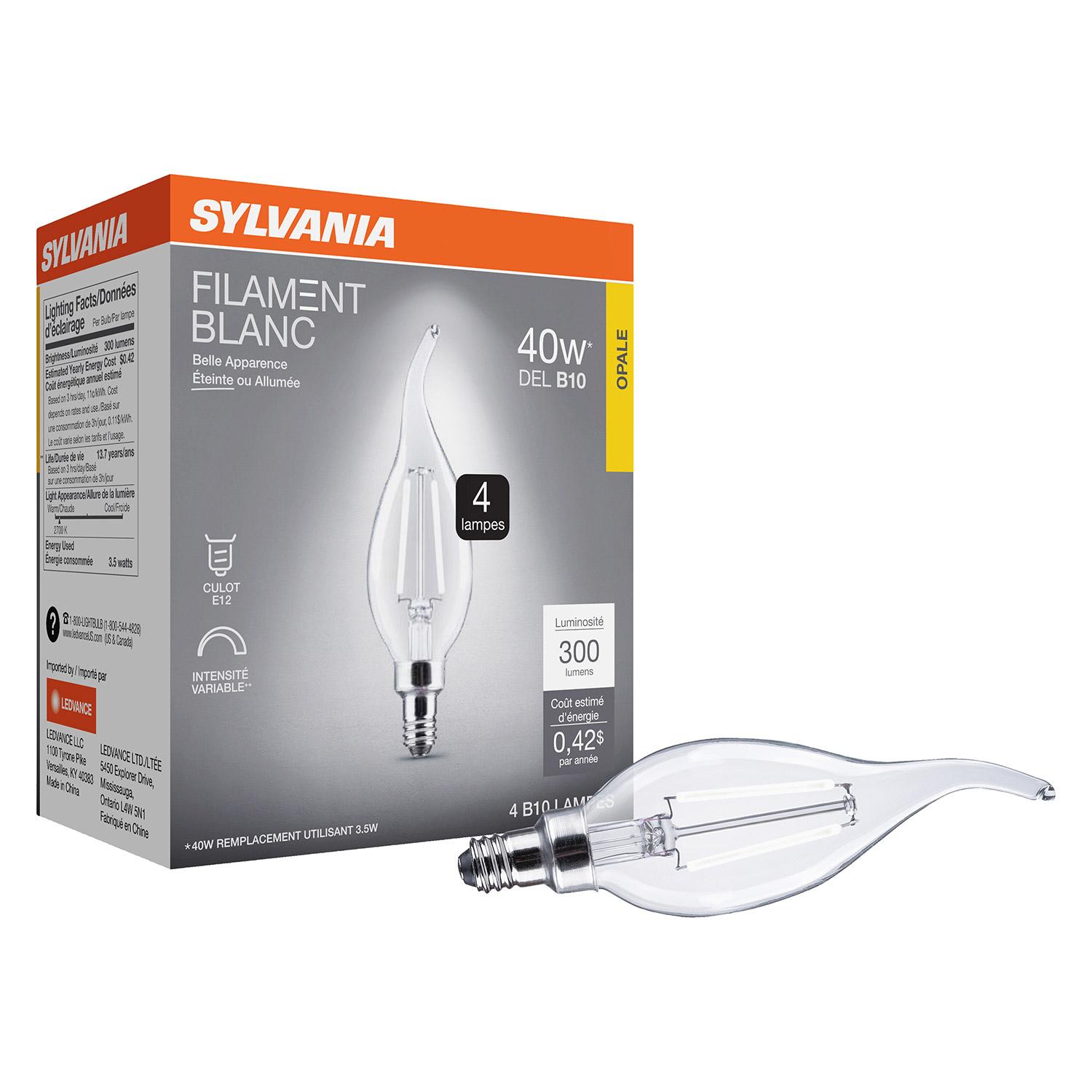 B10 Clear Dimmable White Filament LED Bulb Daylight