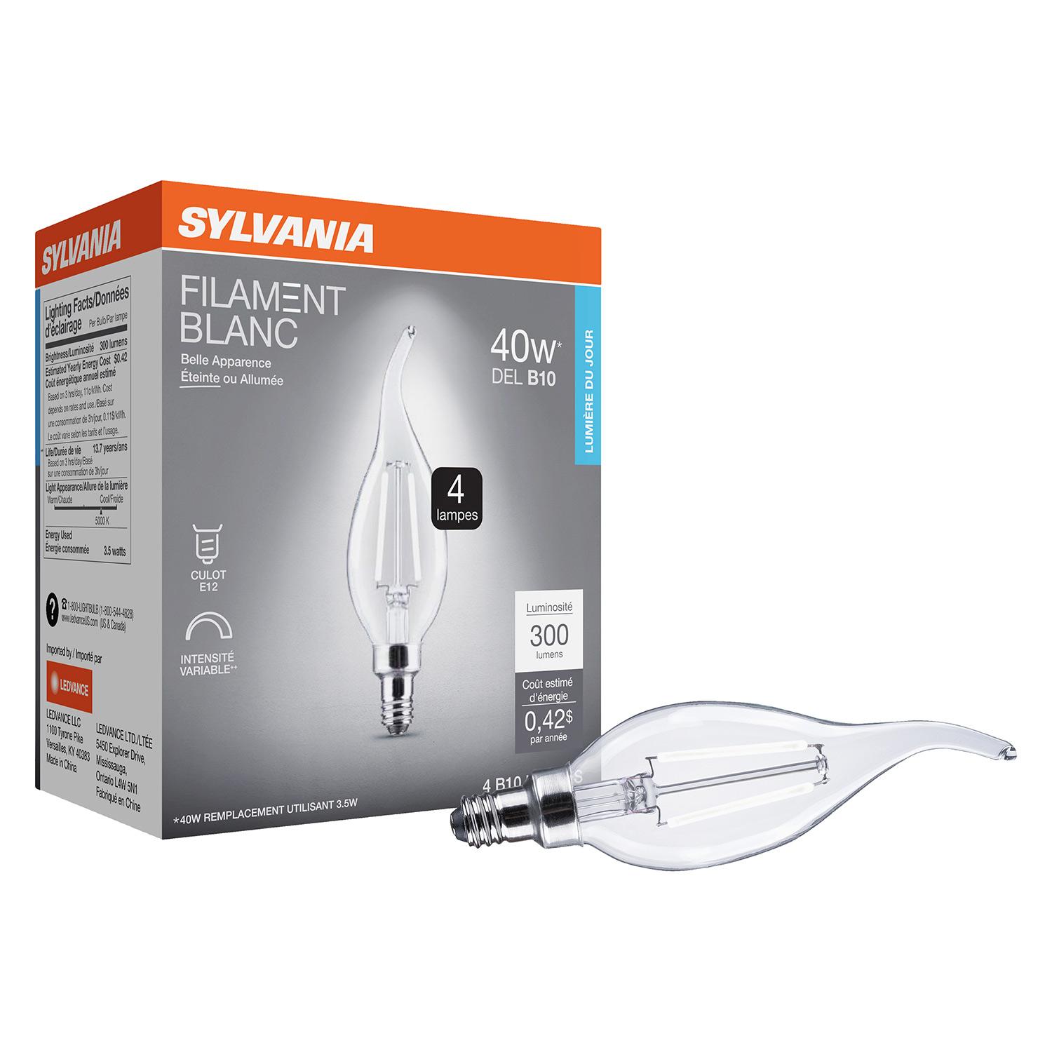 B10 Clear Dimmable White Filament LED Bulb Soft White