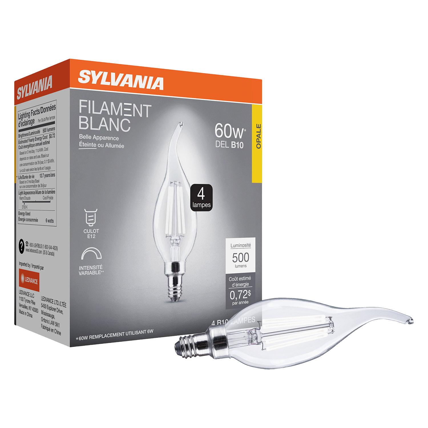 B10 Clear Dimmable White Filament LED Bulb Daylight
