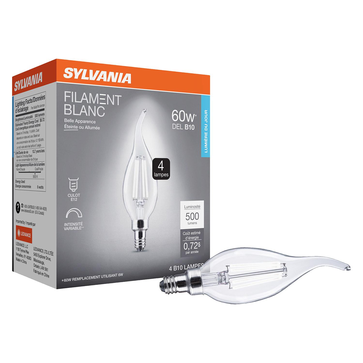 Ampoule LED Dimmable A19 Filament Blanc Clair Blanc Doux