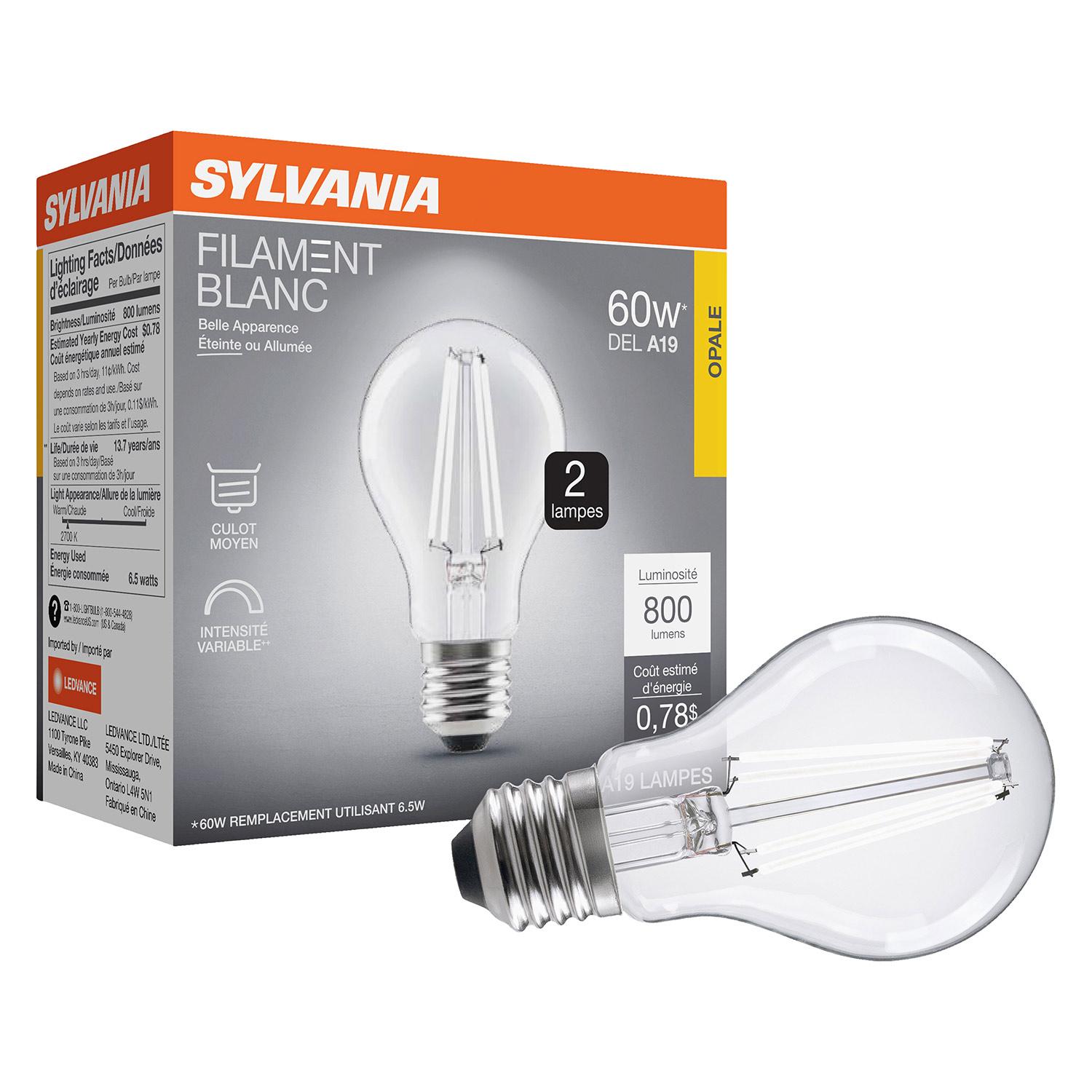 Ampoule LED Dimmable A19 Filament Blanc Clair