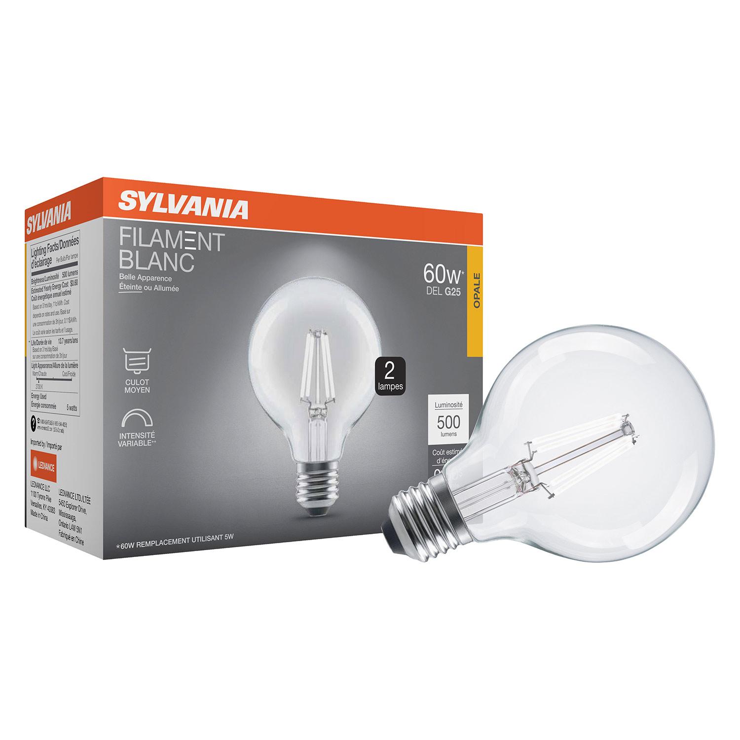 Ampoule LED G25 lumière du jour - 2/pqt