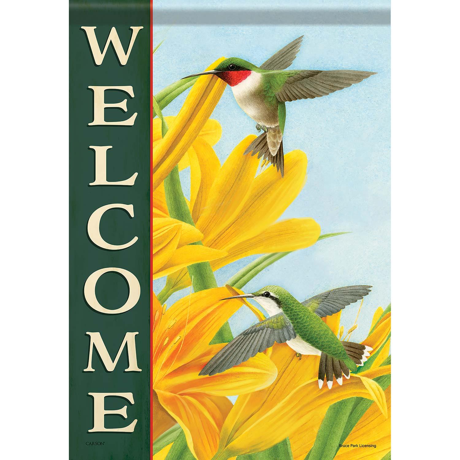 Summer Large Flag Hummingbirds & Lilies