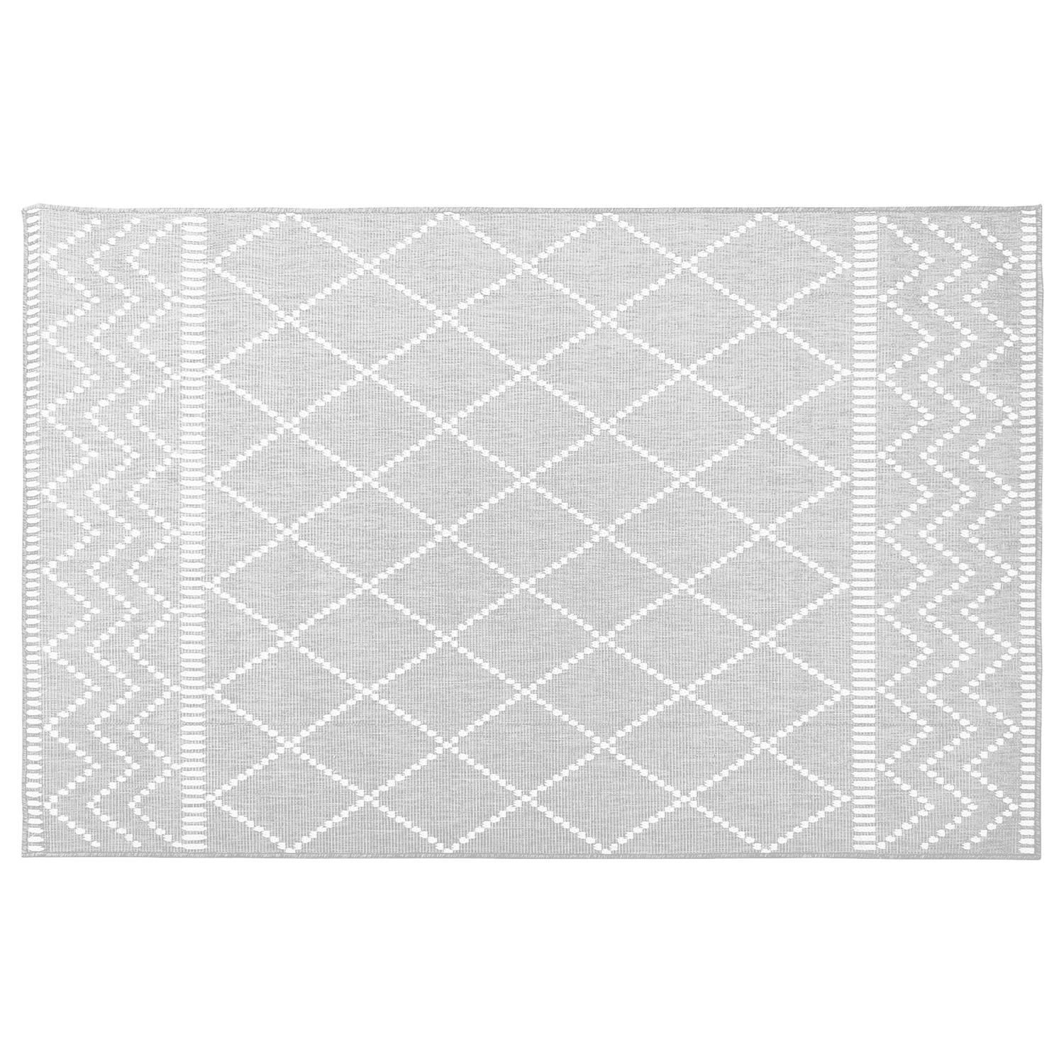 5’x7’ Silver Grey Diamond Indoor Outdoor Rug