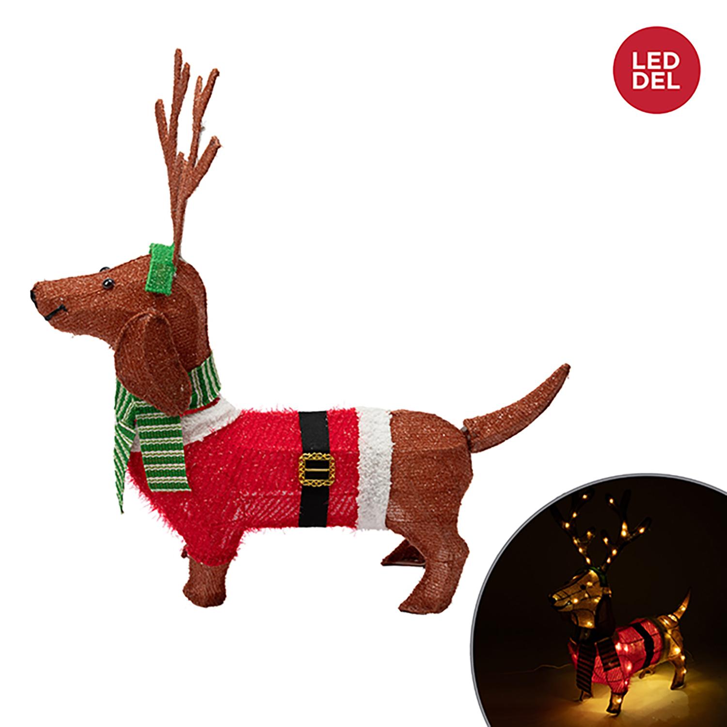 Dachshund Dog 20" LED with Antlers and Santa suit
