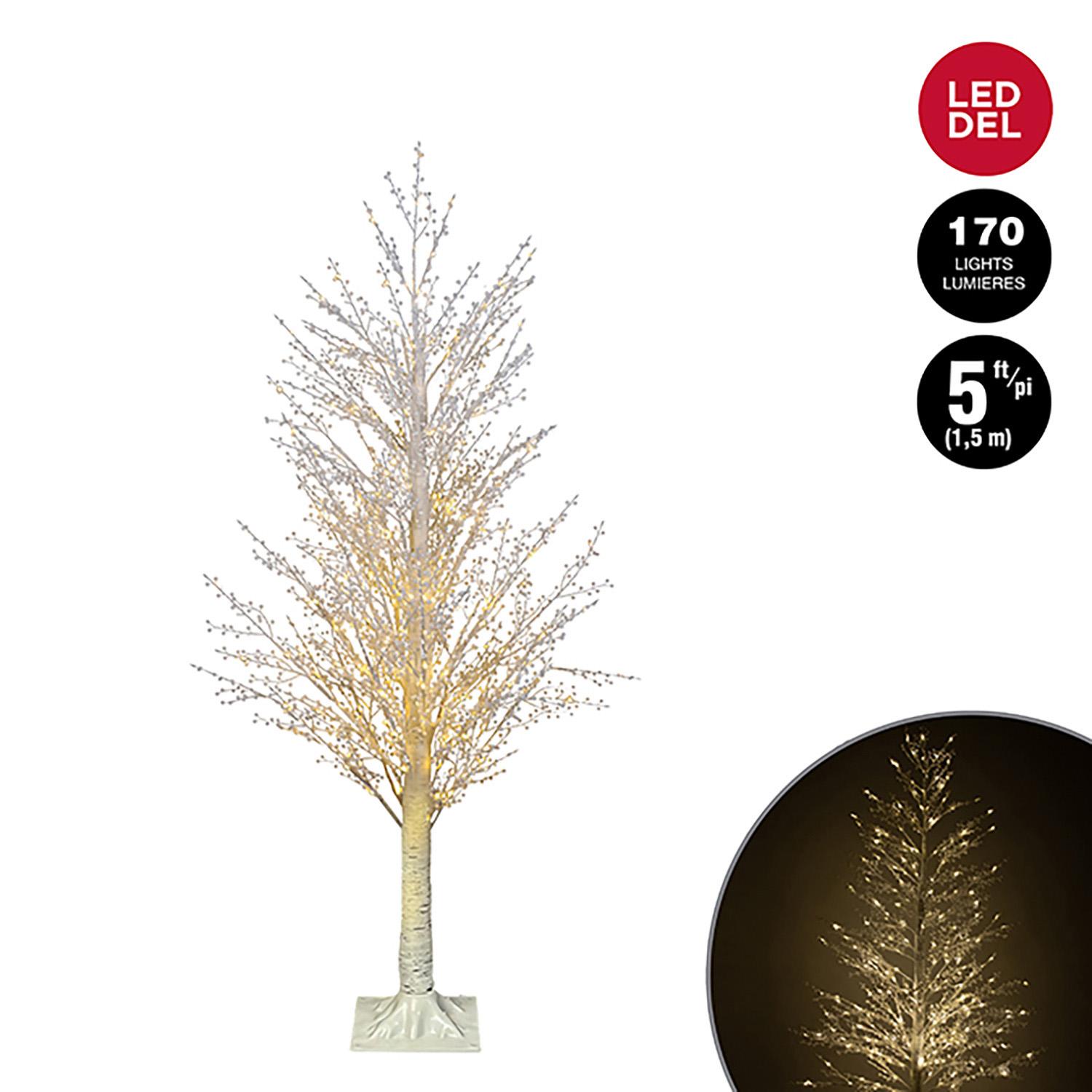 Birch Berry Tree with 170 LED Warm White Twinkle Lights 5'