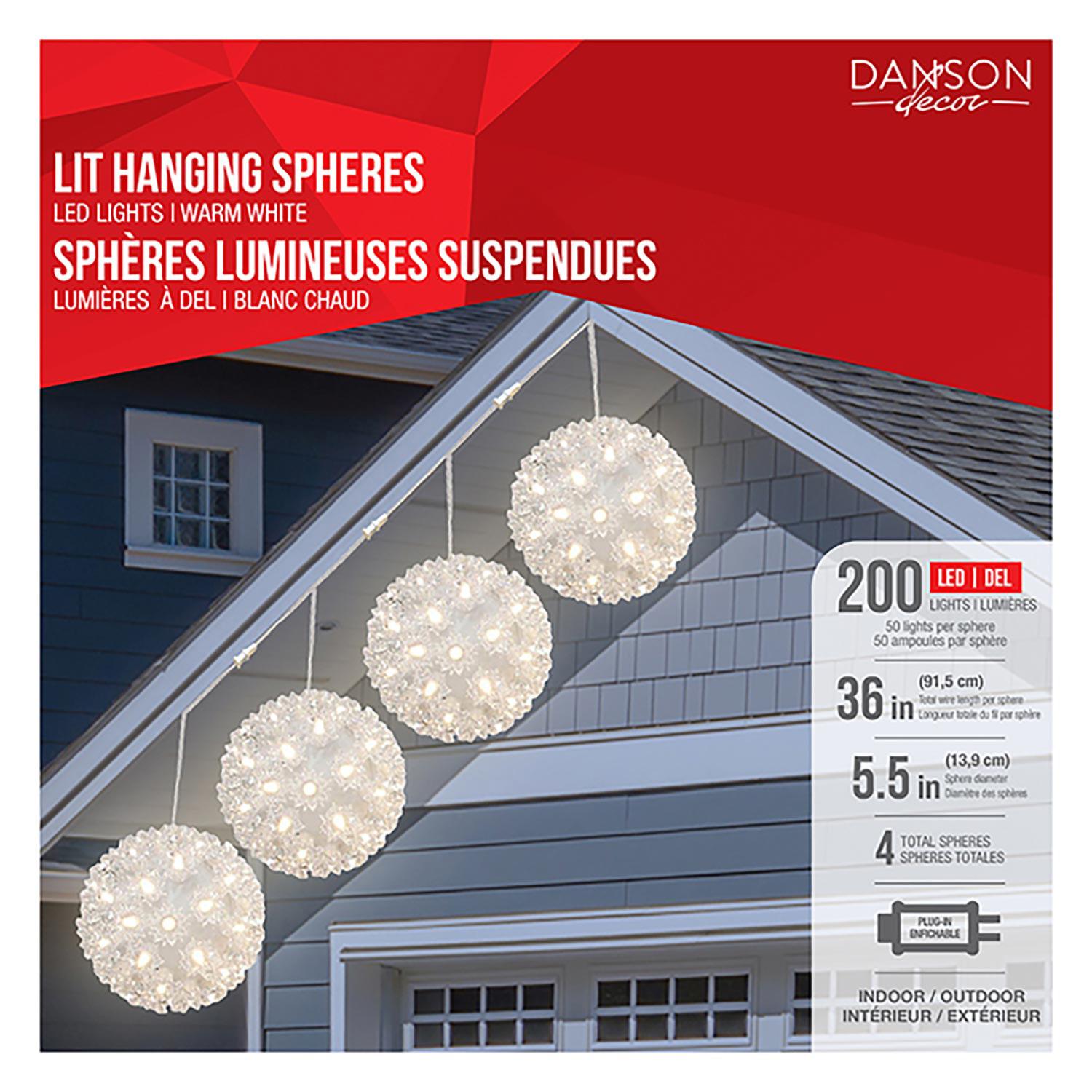 Sphere LED with 50 Warm White Lights - Set Of 4