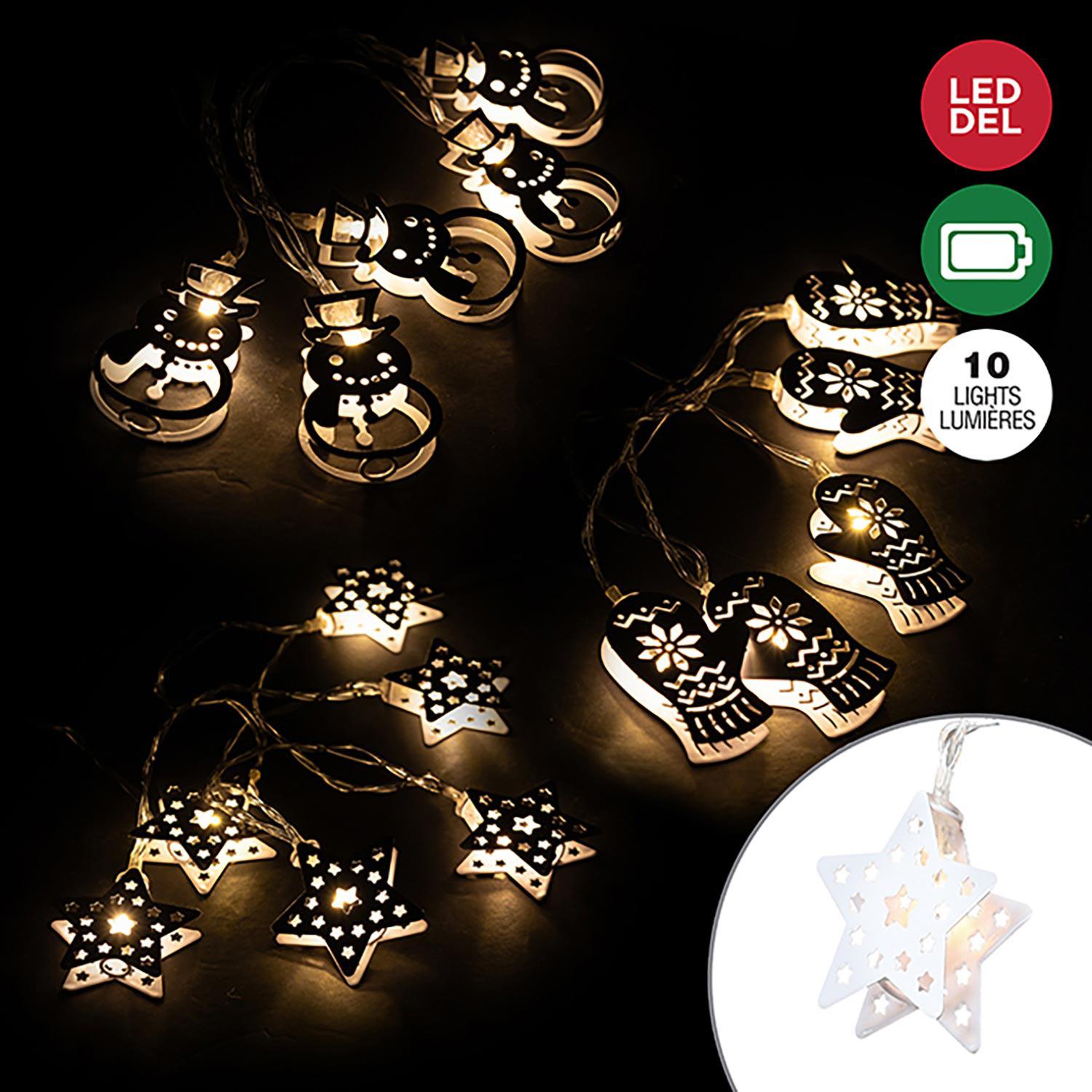 Ensemble de lumières LED à piles formes métalliques blanches