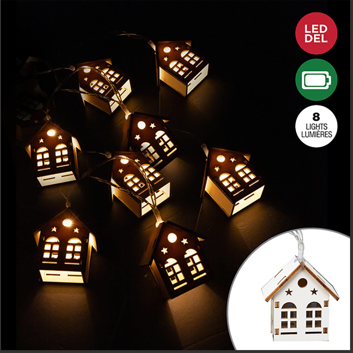 Ensemble de lumières LED à piles maison décorée