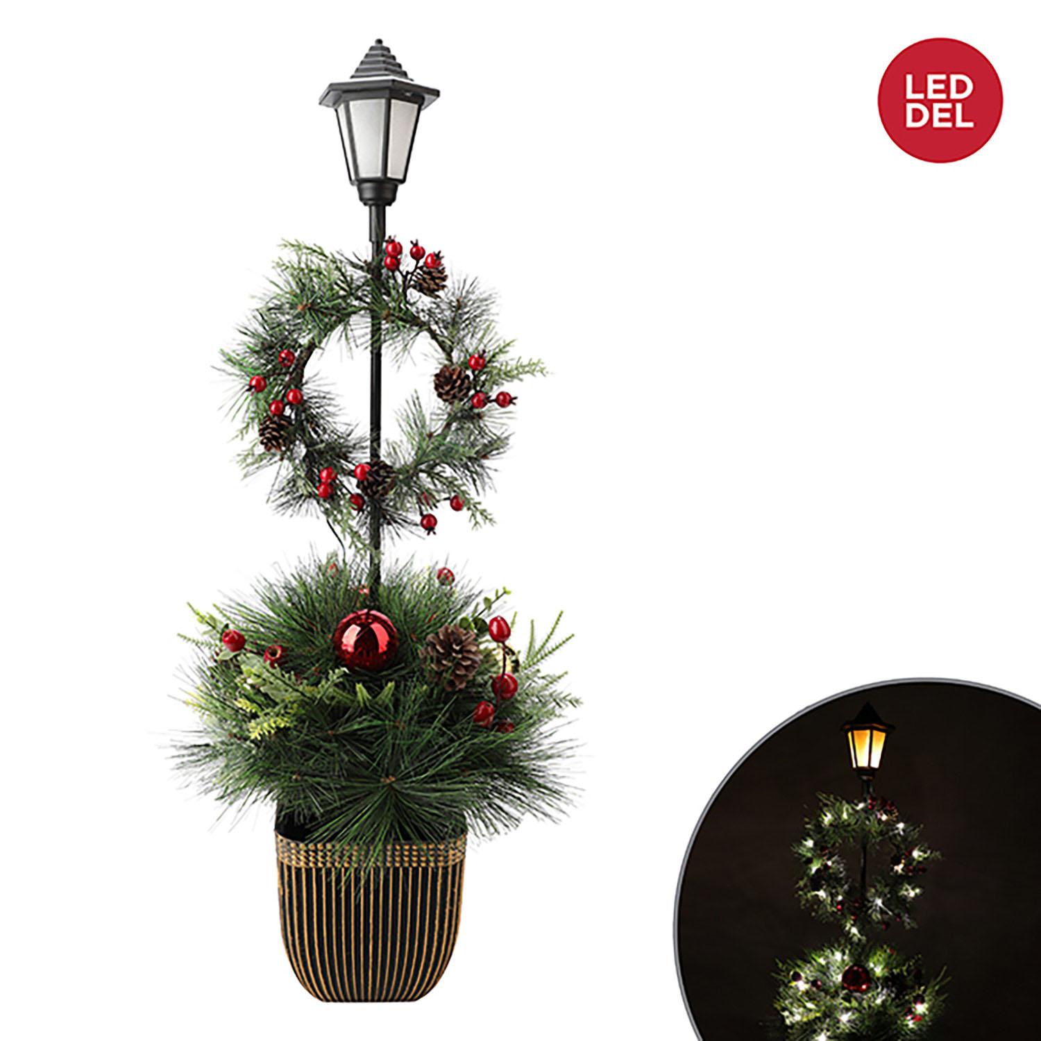 Porch Lamp with Wreath 35 LED Lights 40"
