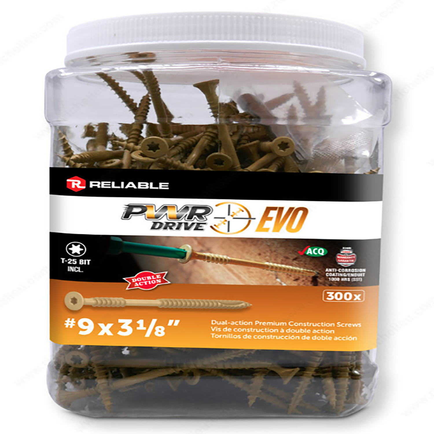 9 x 3-1/8 Pwr Evo Double Thread Screw Tan-300/Pack