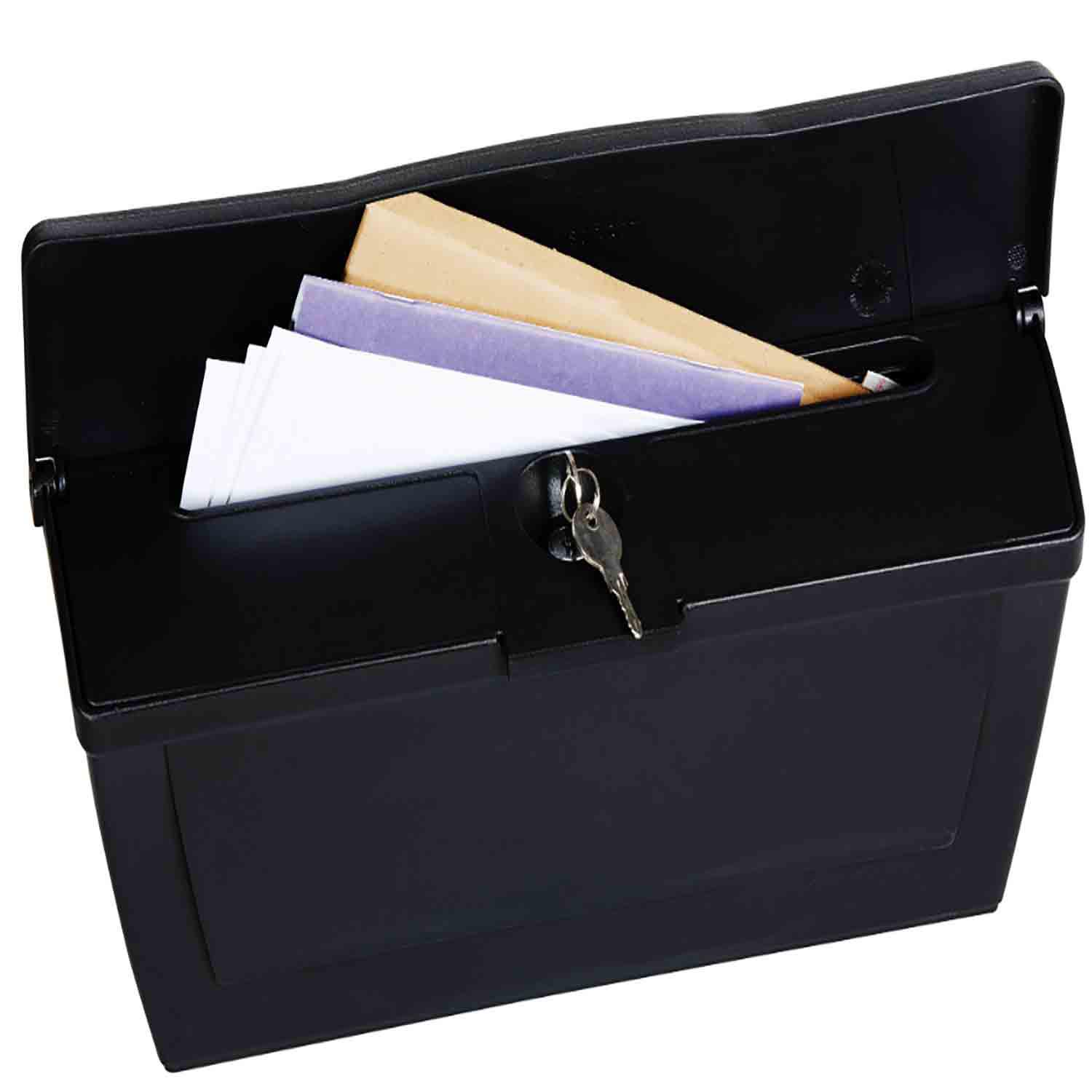 Horizontal Plastic Locking Black Mailbox