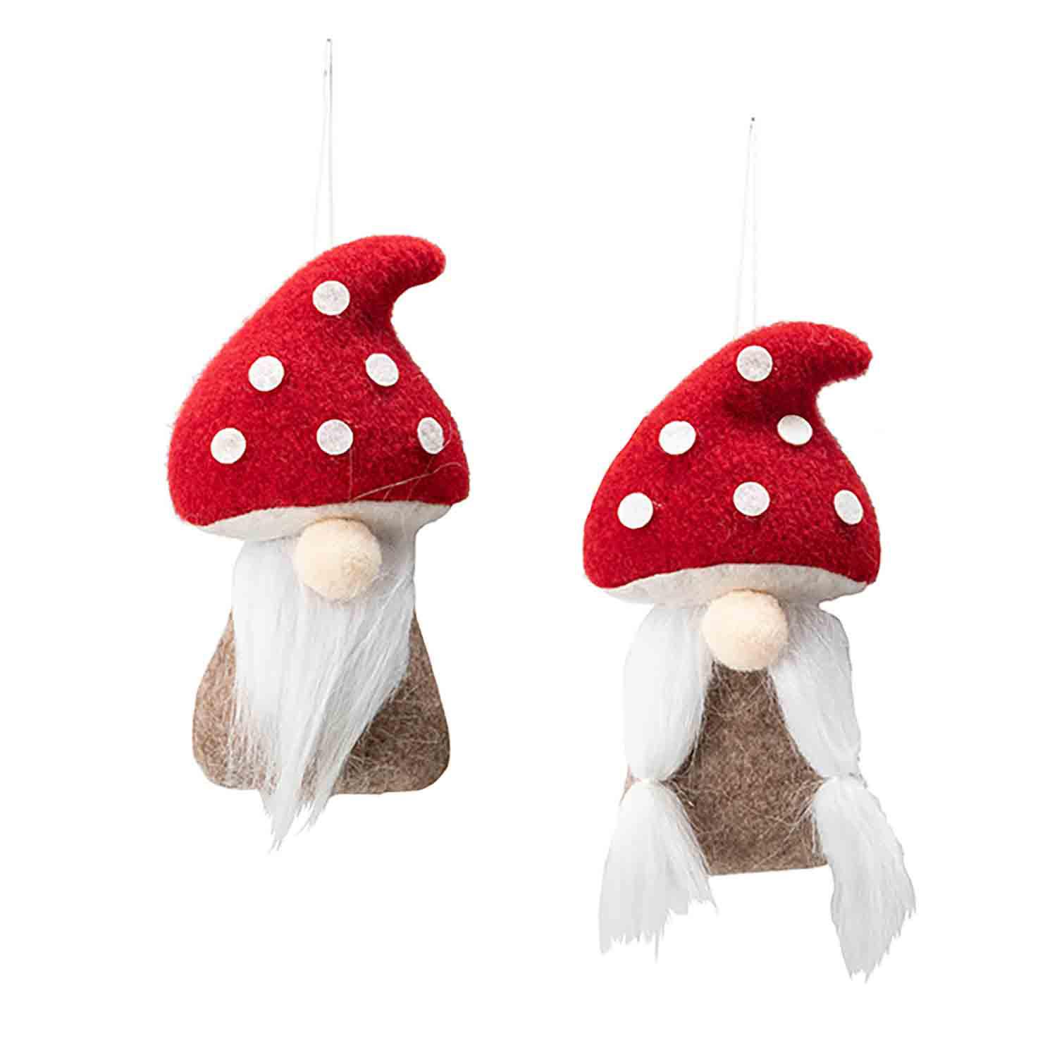 Mushroom Head Gnome Ornament -2 Assorted