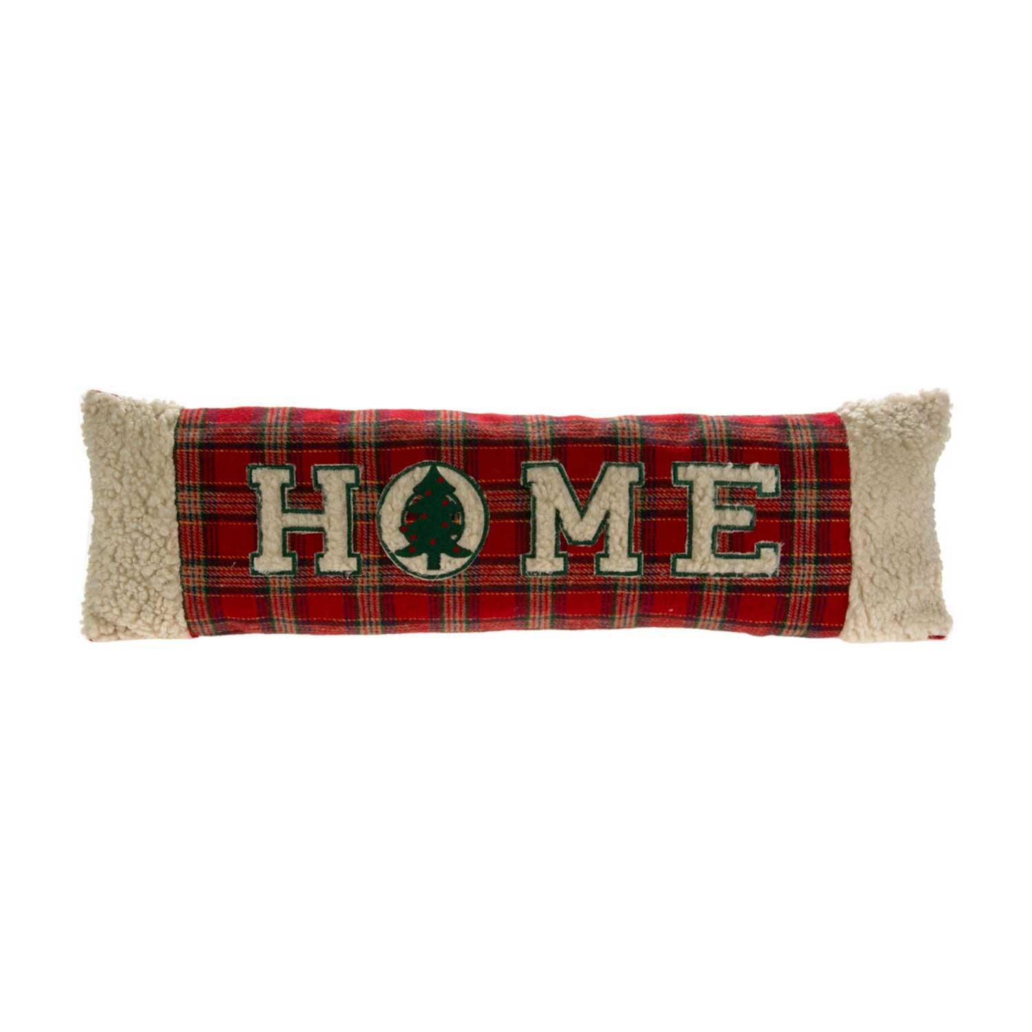 24" x 8" Home Red Plaid Pillow