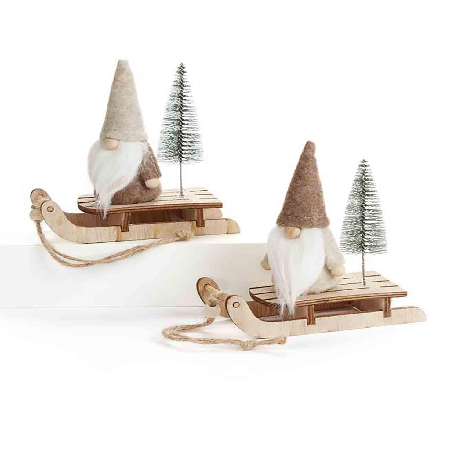 Gnome on Sleigh - 2 Assorted