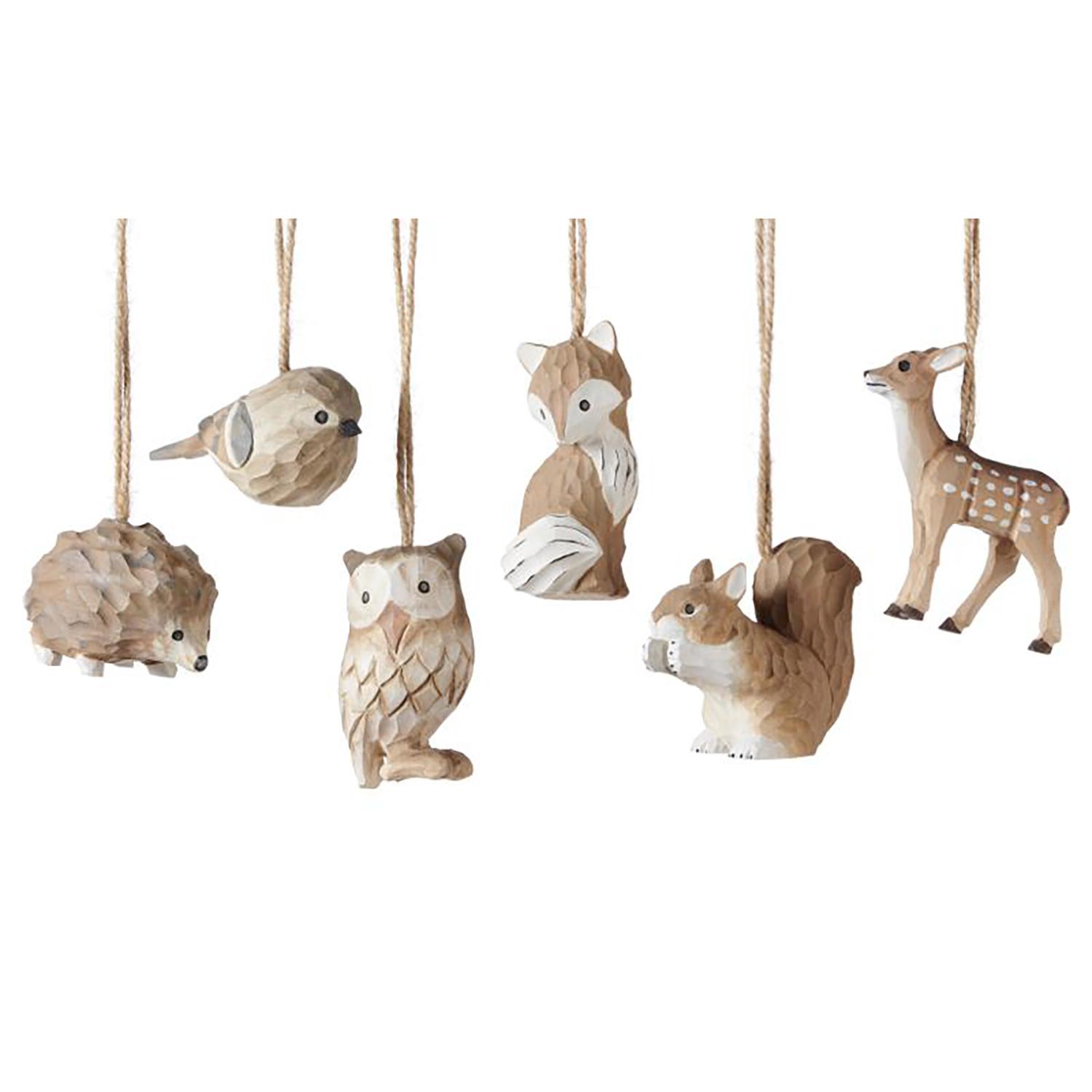 Wooden Forest Animal Ornament - 6 Assorted