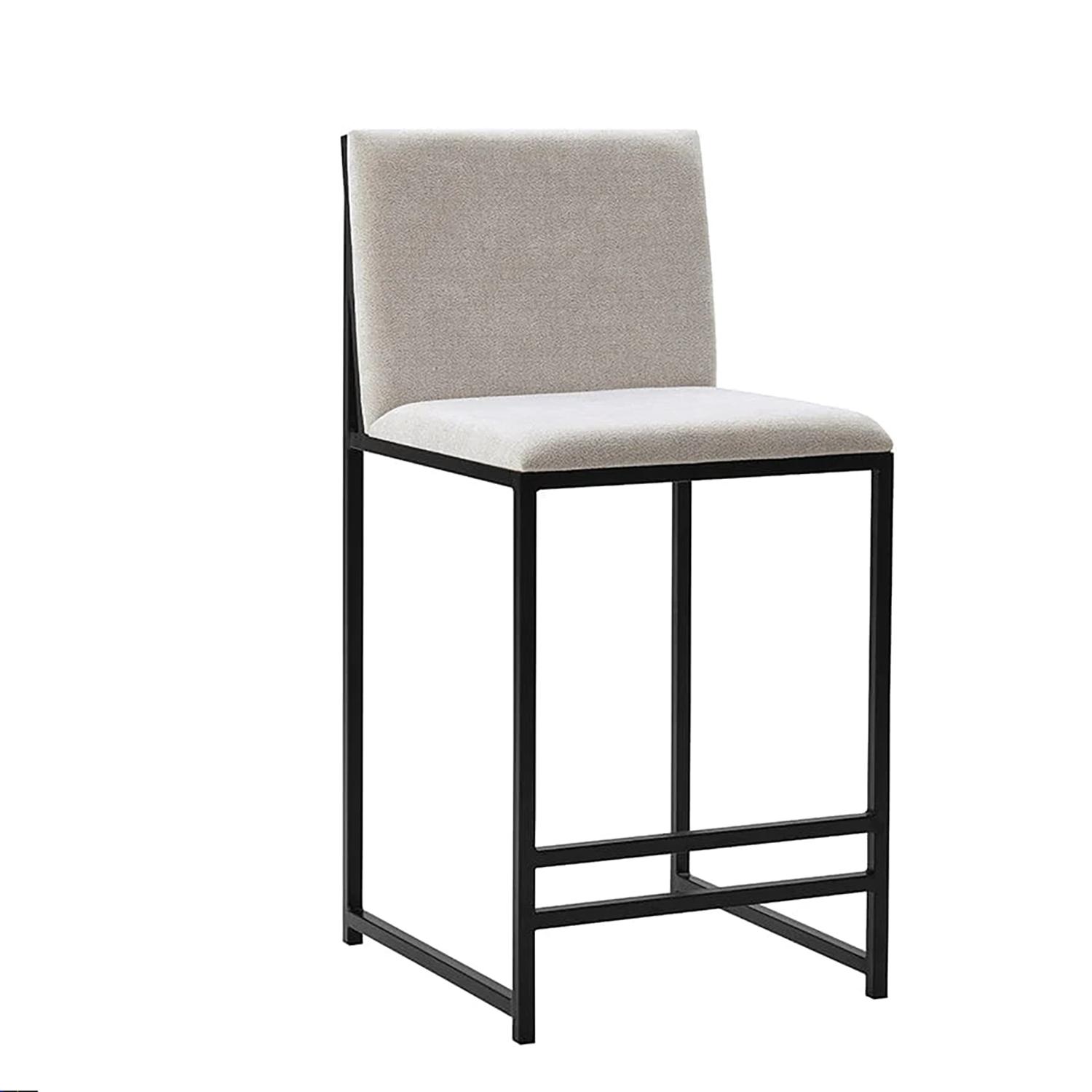 Tabouret de comptoir beige cadre noir - 2/paquet