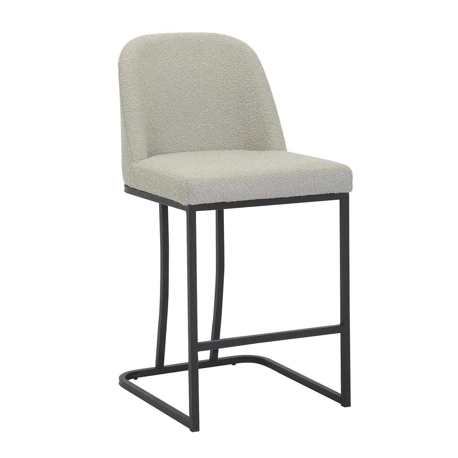 Tabouret gris cadre métal noir 2-pack