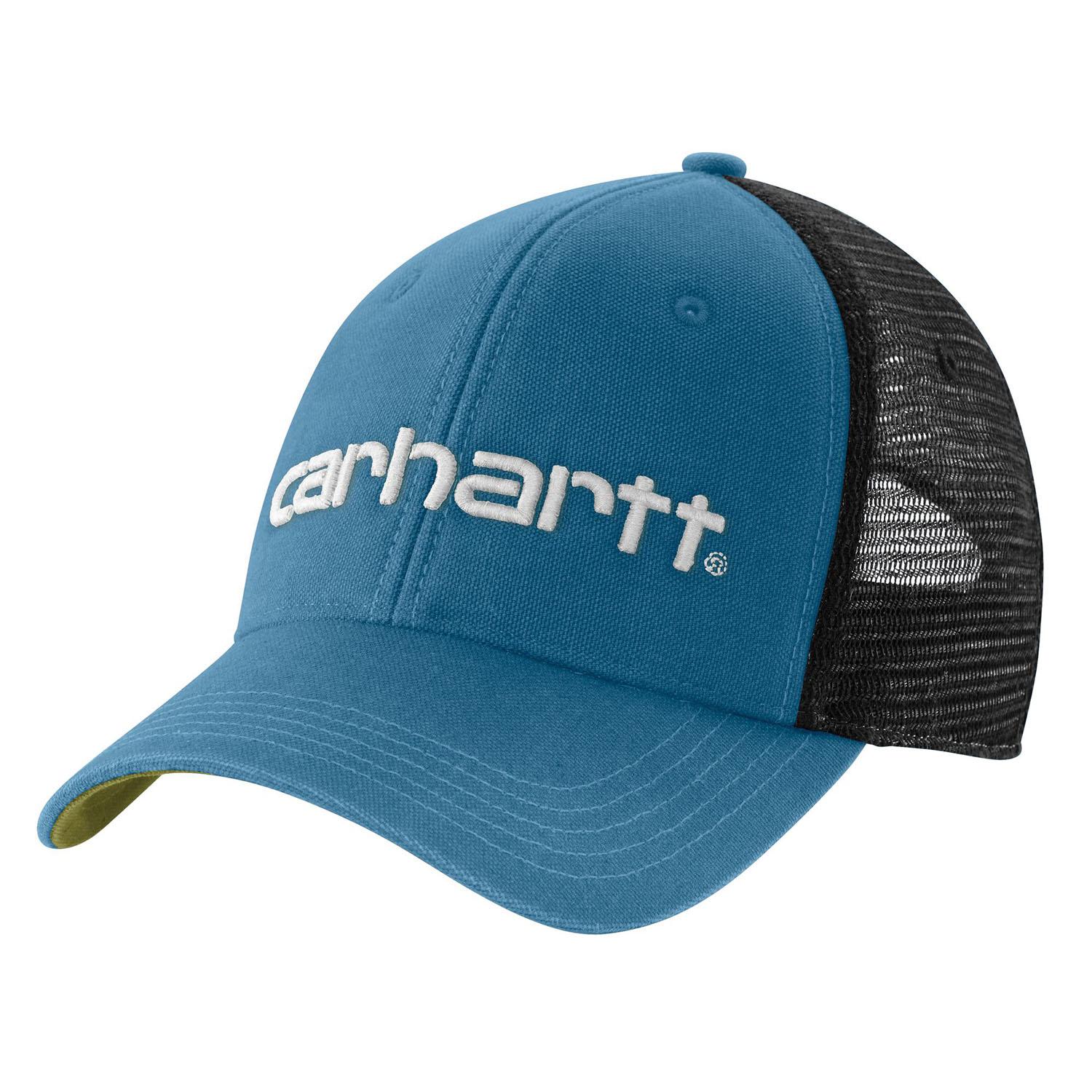 Canvas Mesh-Back Logo Graphic Cap-Dark Tranquil Blue