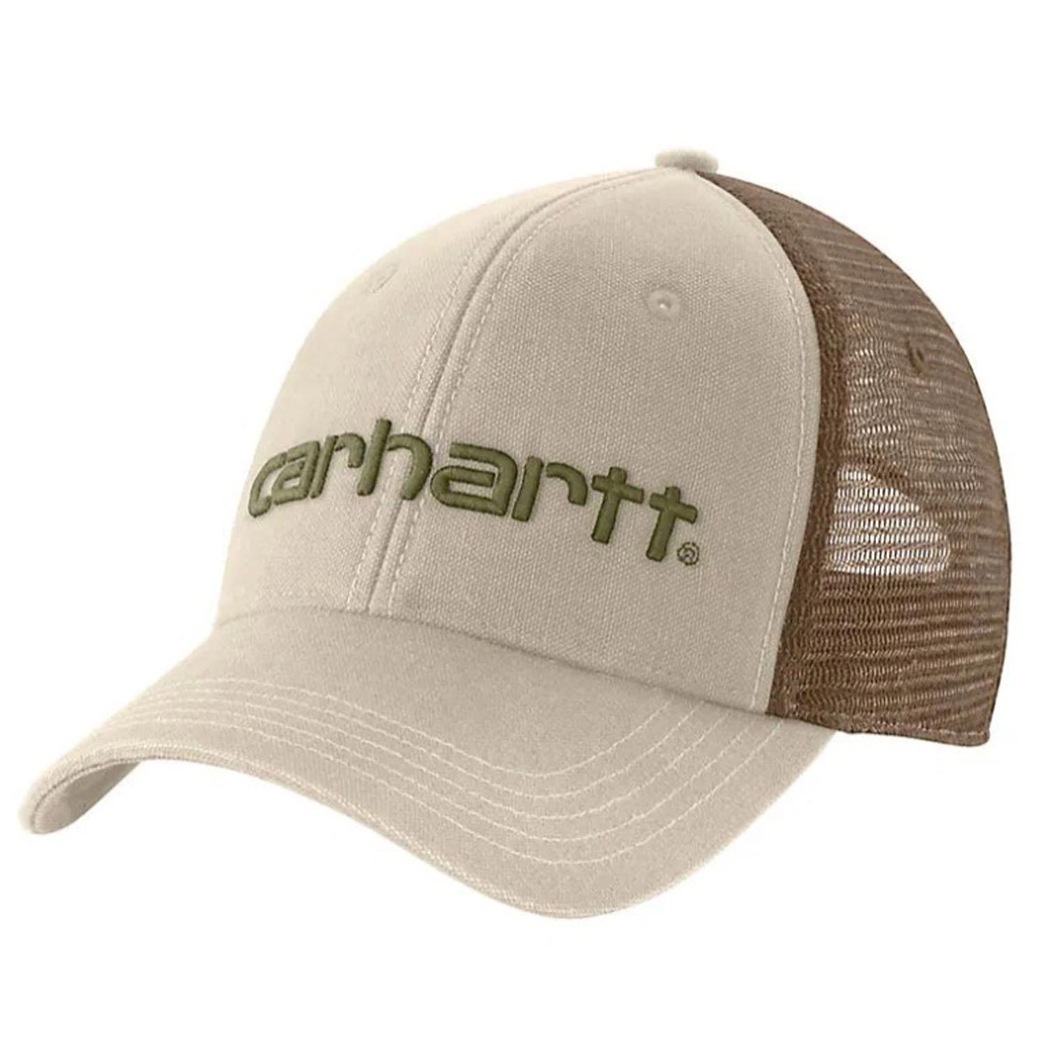 Canvas Mesh-Back Logo Graphic Cap-Oat Milk