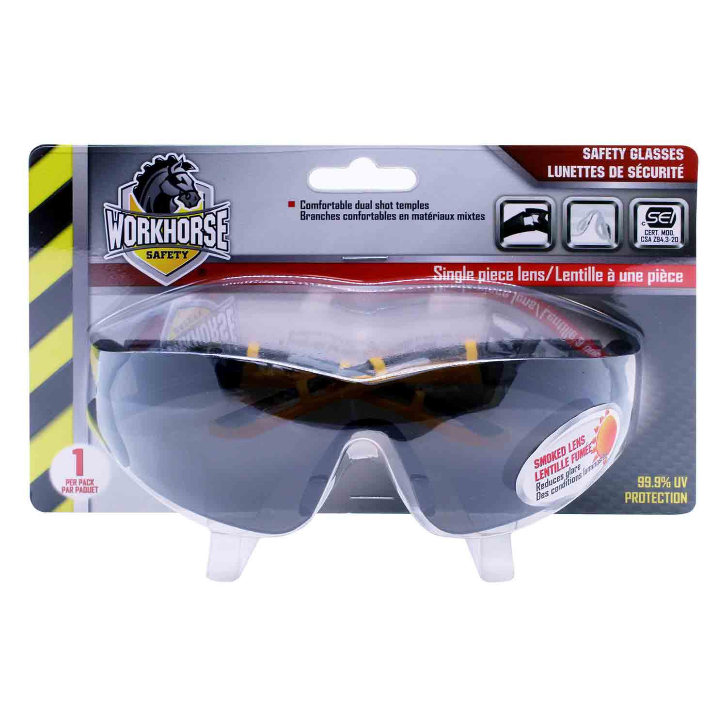 Sport Style Safety Glasses Yellow Temple-Smoked