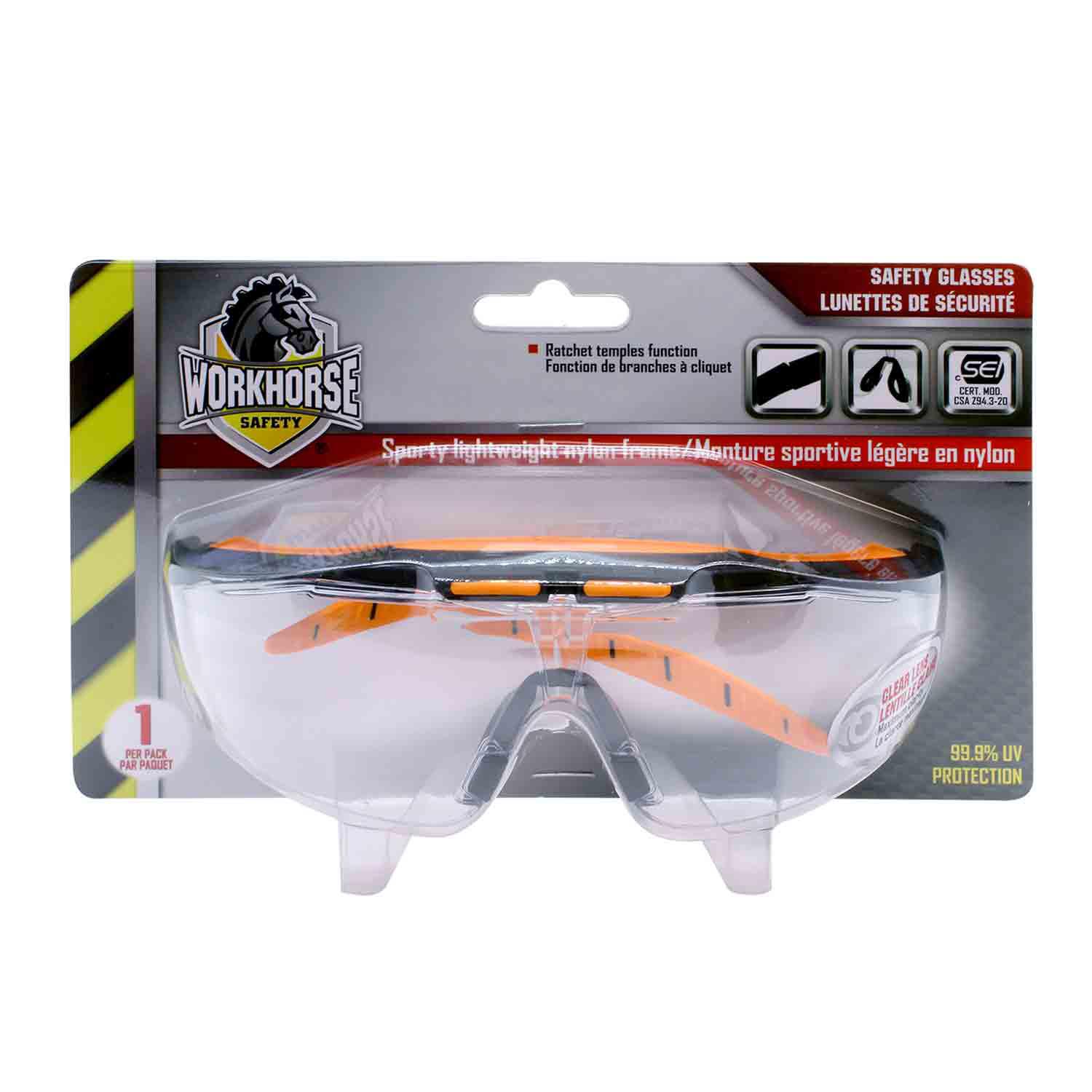 Lunettes de sécurité claires avec protège-sourcils