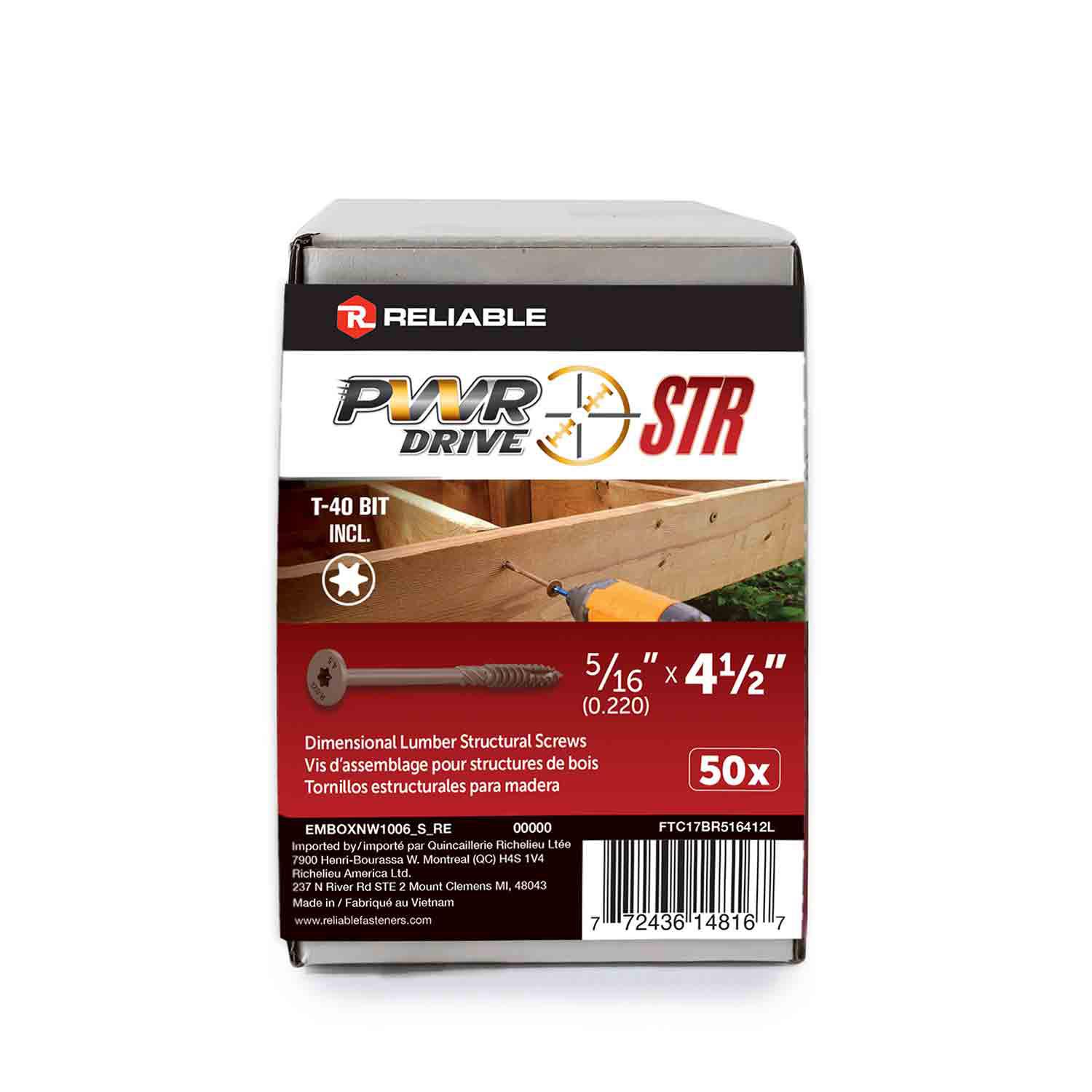 Structural Framing Screw-5/16" x 4-1/2"-50/Pack