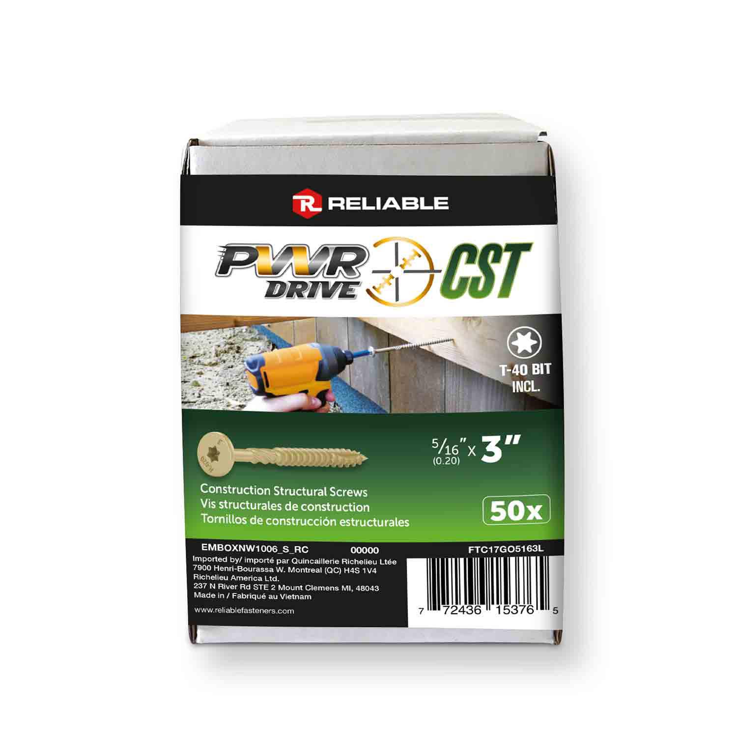 General Construction Structural Screw-5/16" x 3"-50/Pack