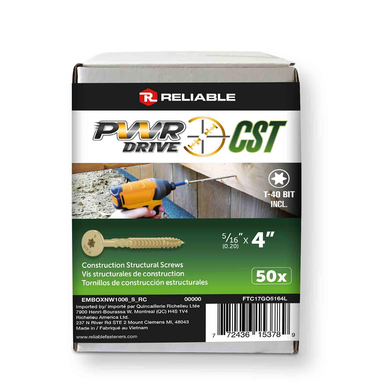 General Construction Structural Screw-5/16" x 4"-50/Pack