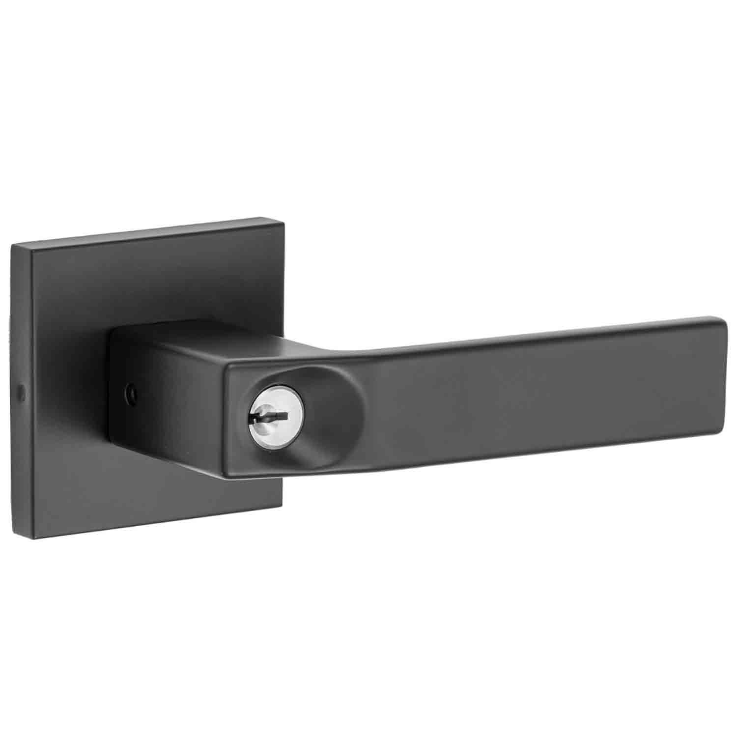 Ramp Up Lever Square Rose Keyed Entry Matte Black