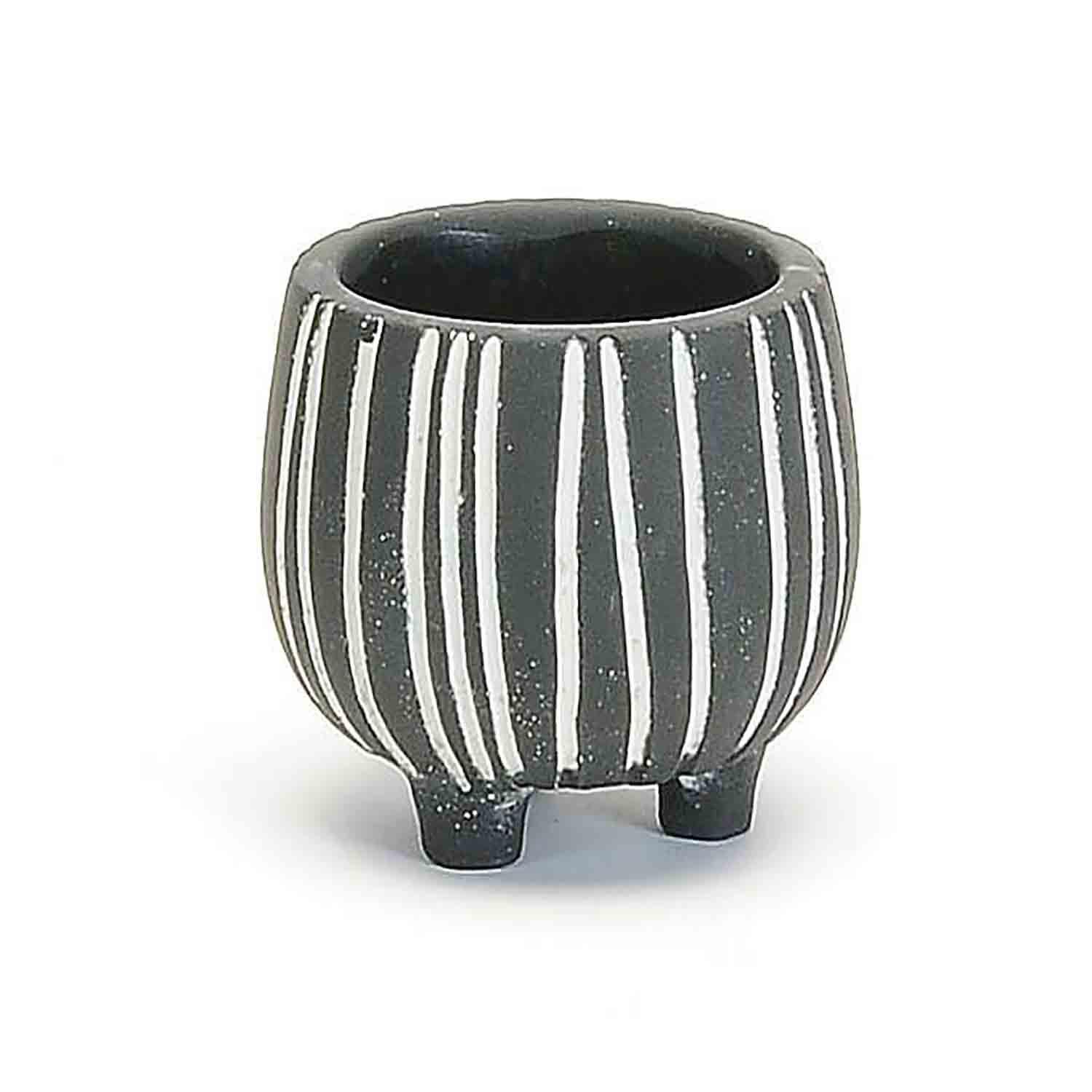 Pot rayé noir et blanc avec pieds 3"