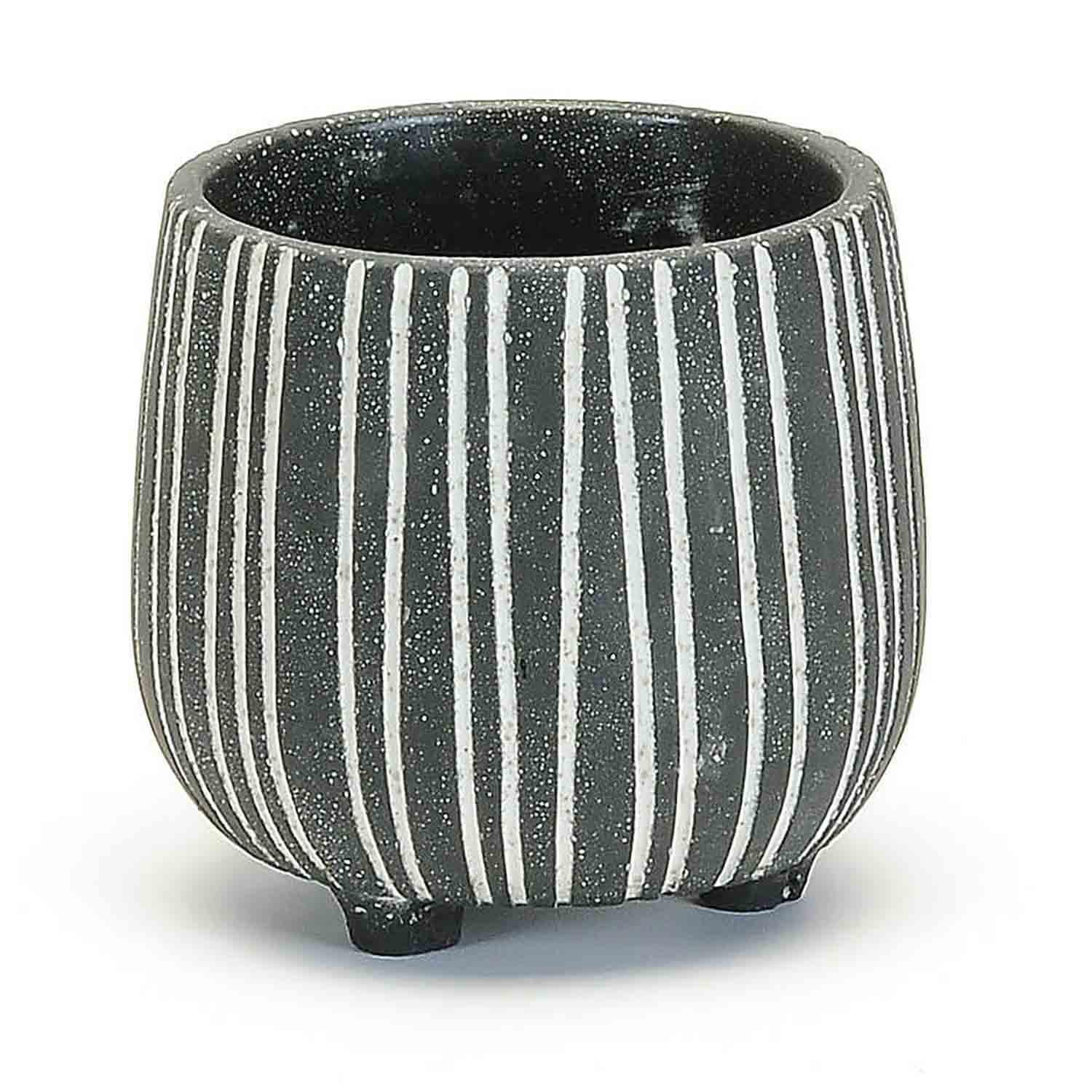 Pot rayé noir et blanc avec pieds 5.5"