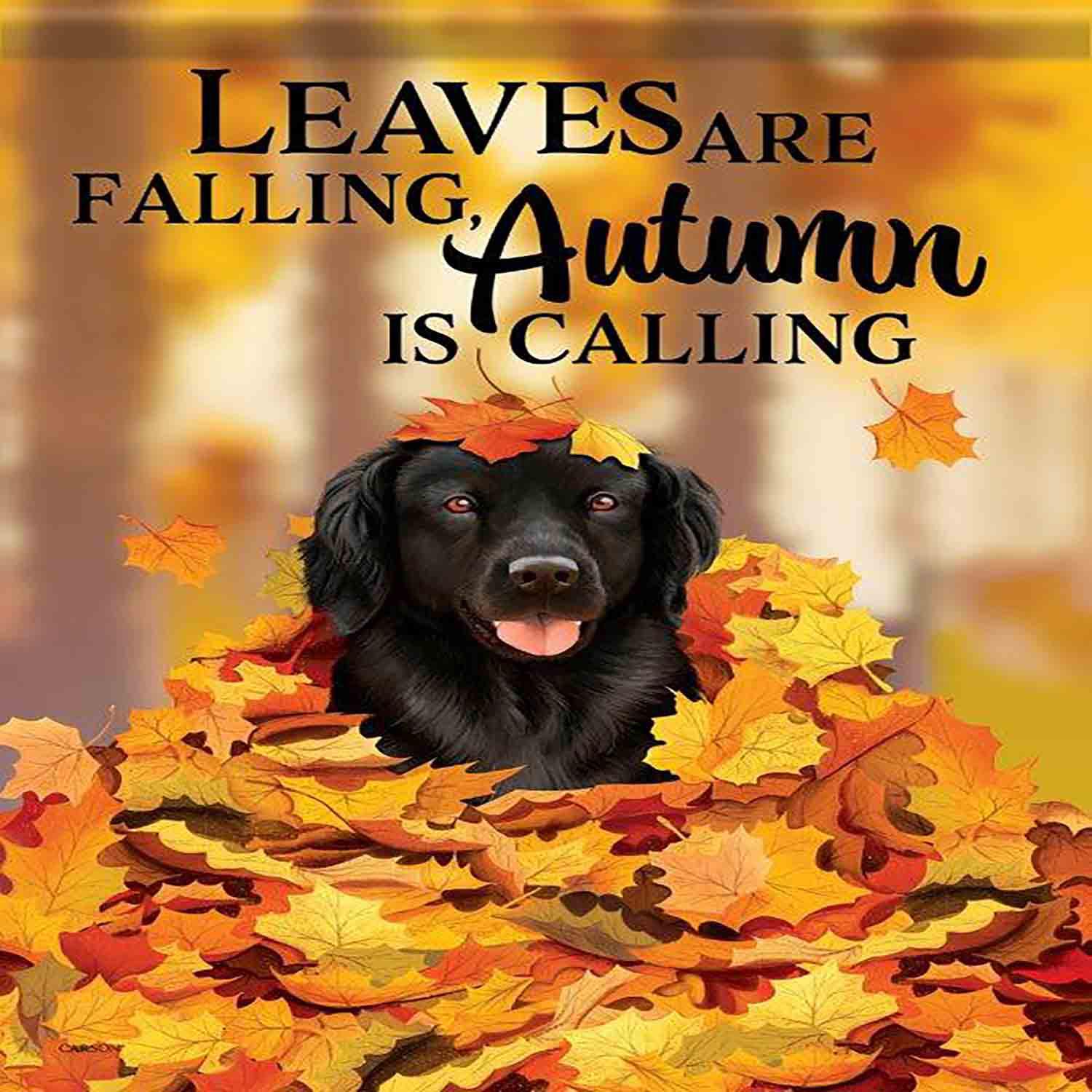 Fall Garden Flag Leaf Pile