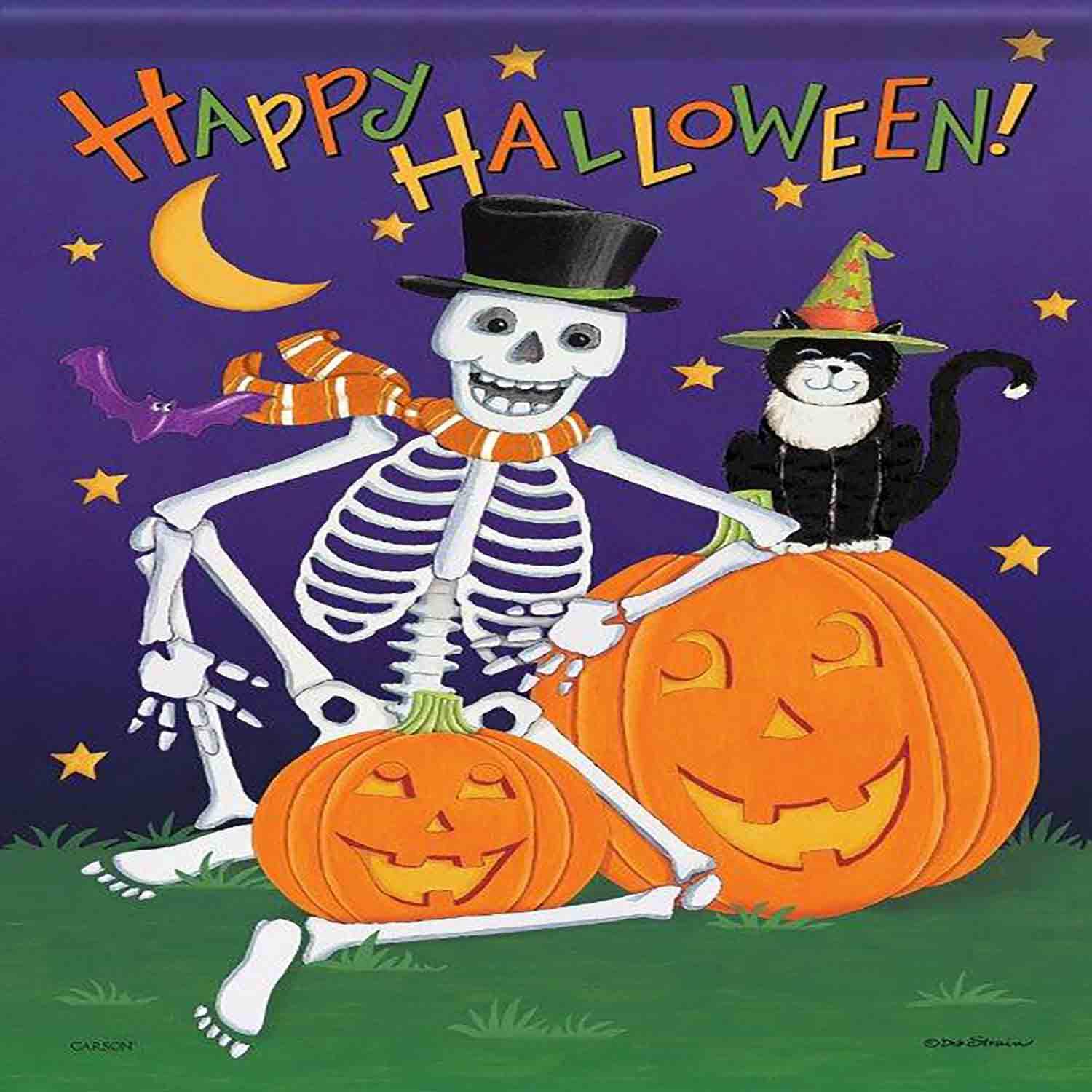 Halloween Garden Flag Happy Skeleton