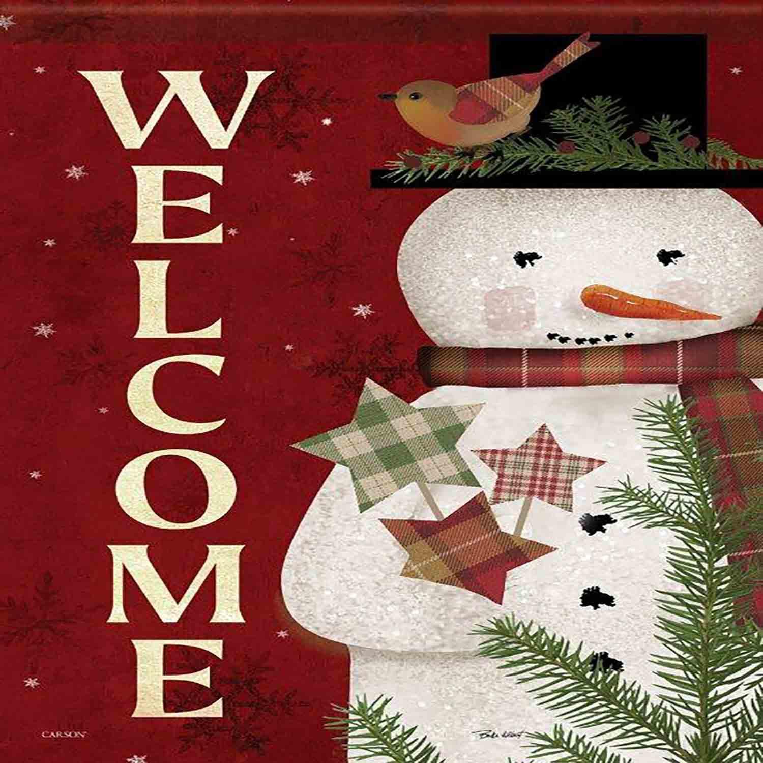Grand drapeau hiver bonhomme de neige primitif