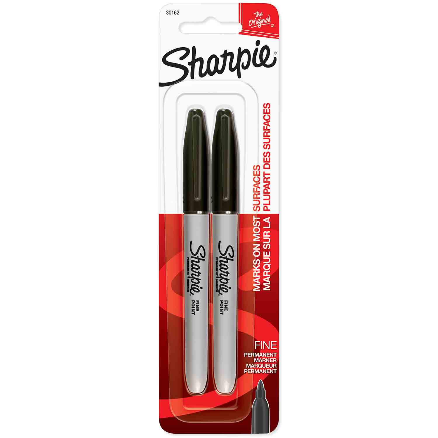 Marqueur pointe fine Sharpie noir - 2/paquet