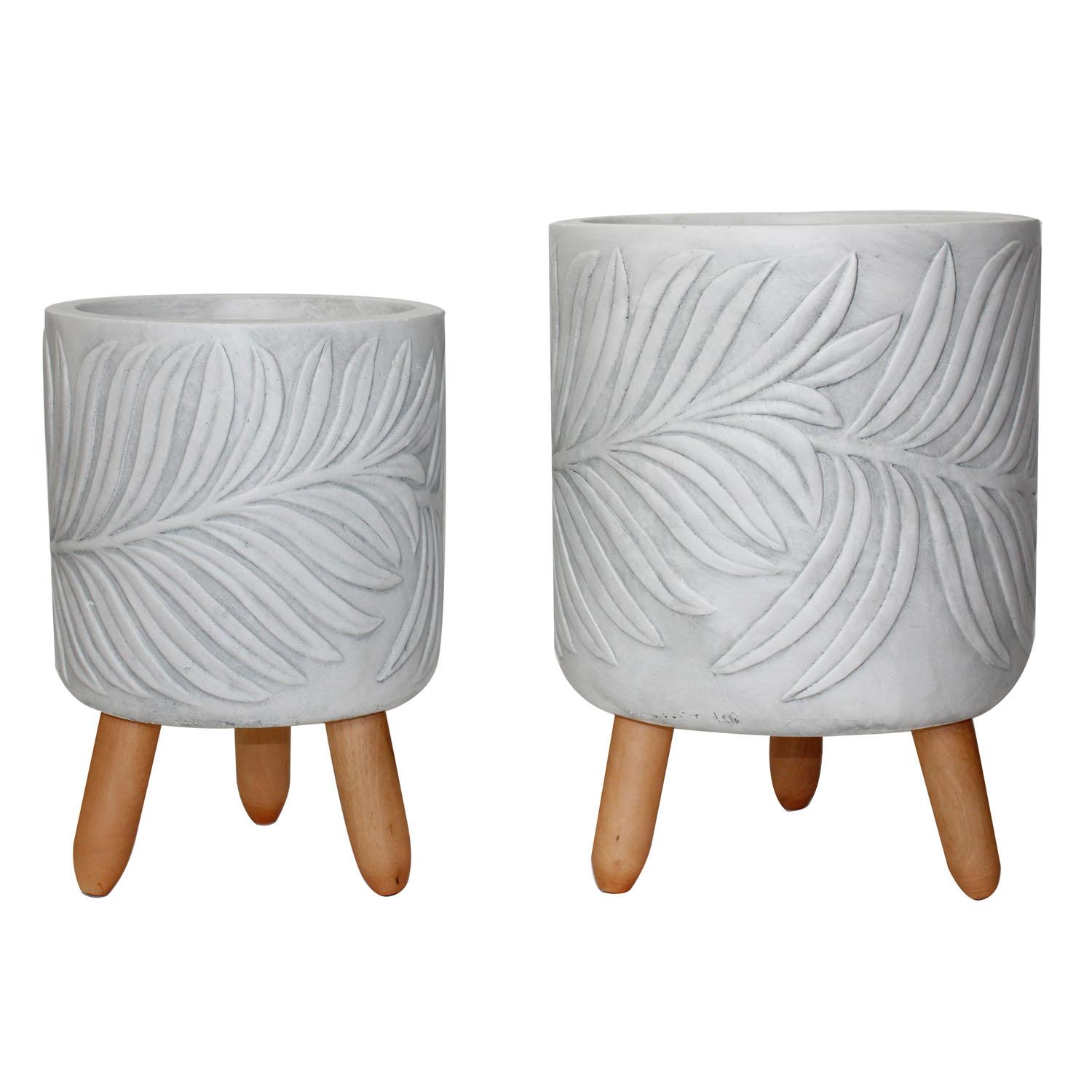 Pot Beryl White Antique 8.5" and 10" Set of 2