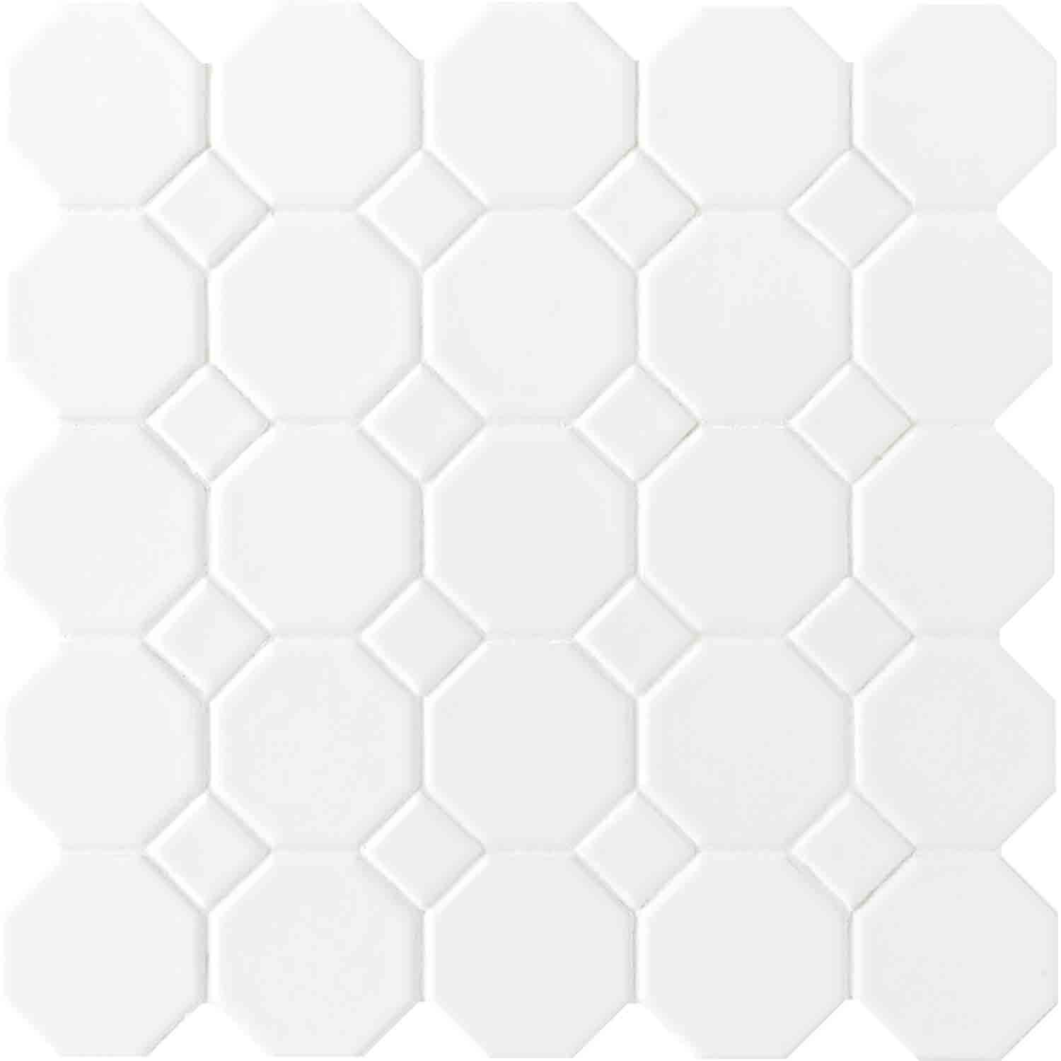 12"x12" White Octagon/Dot Matte 10 Piece/10 SqFt/Box
