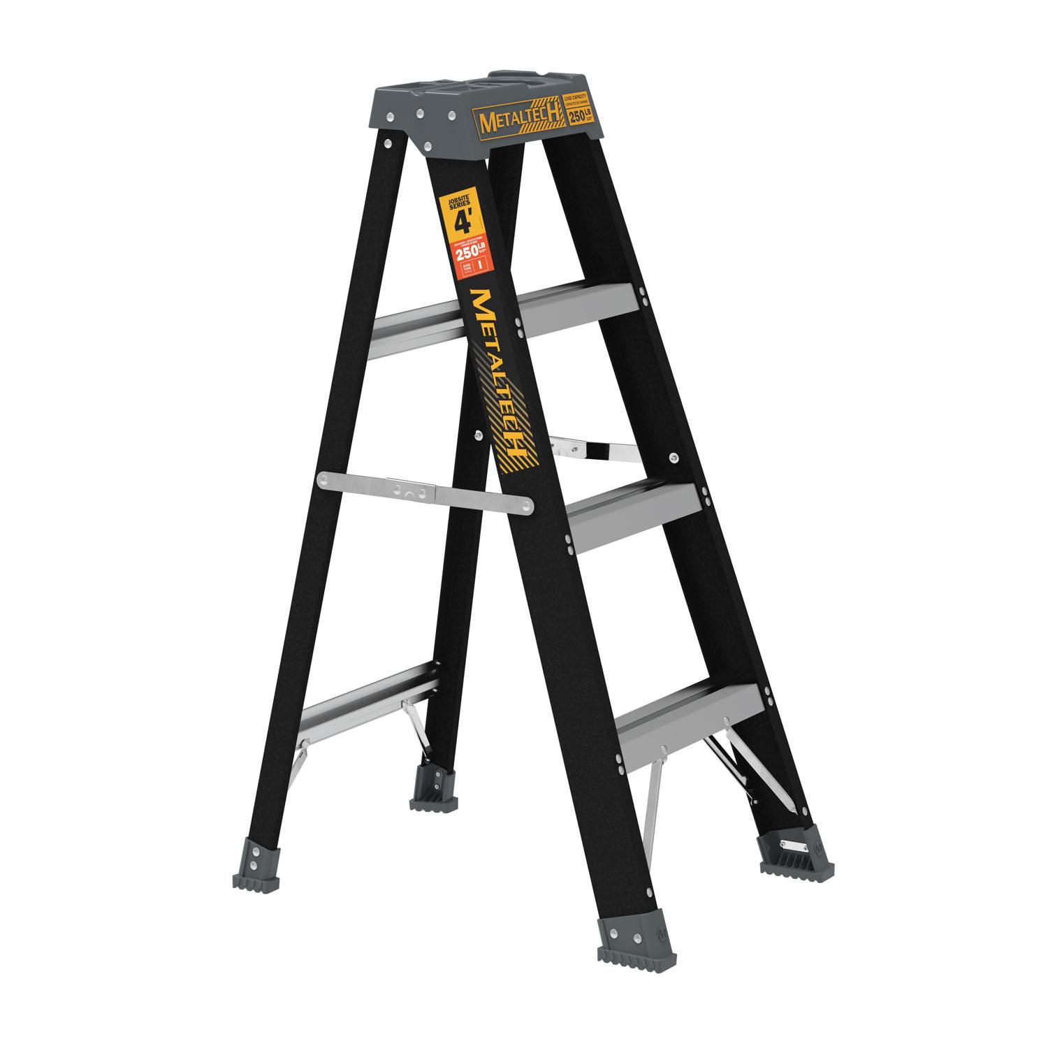 Metaltech 4' Fiberglass Step Ladder 250lb Capacity-Type 1
