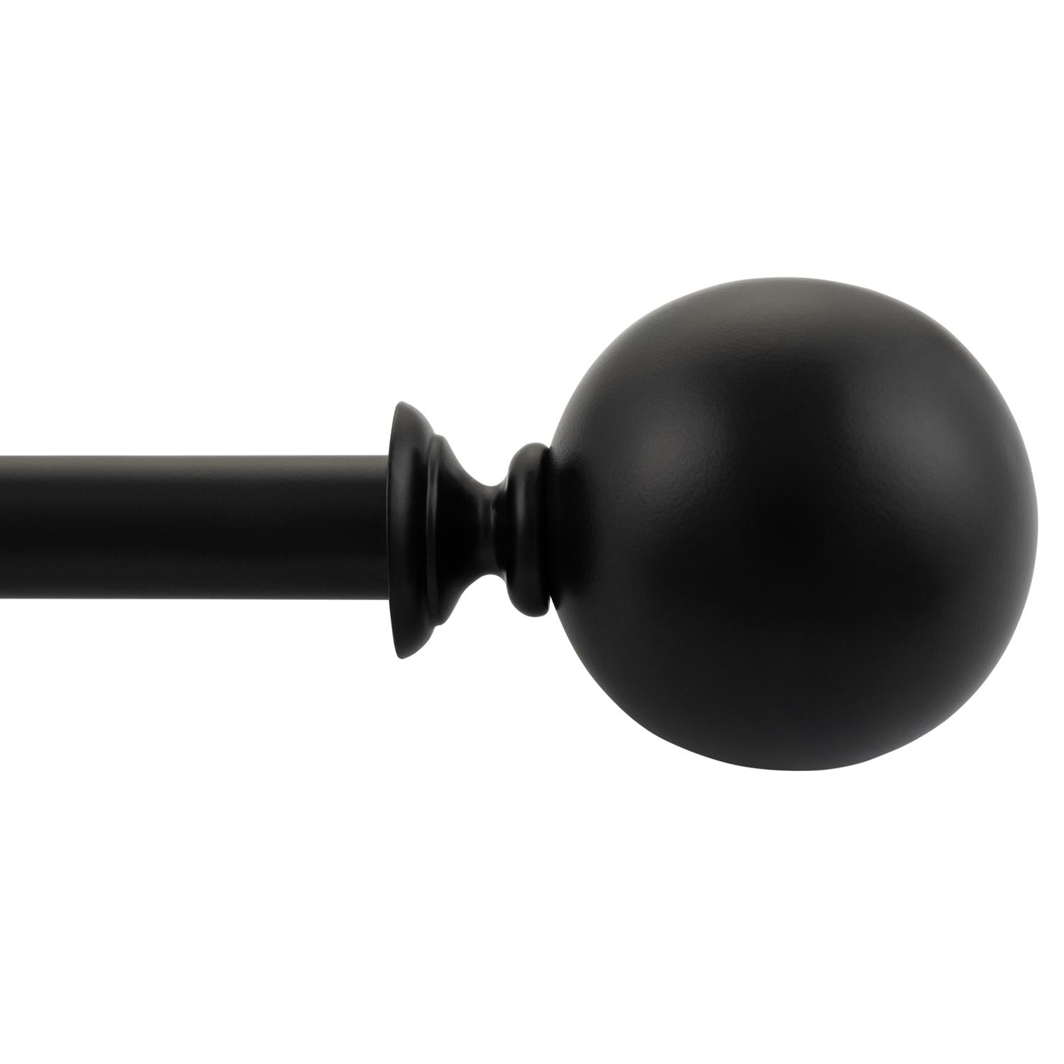 66"-120" Black Ball Adjustable 3/4" Curtain Rod