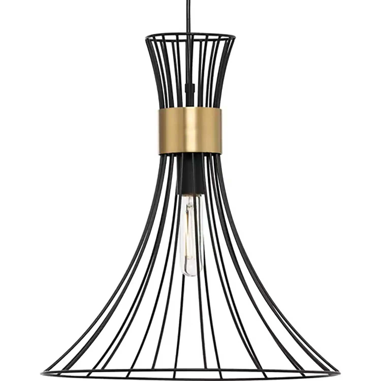 Lorin Mid-Century Matte Black Metal Pendant Light